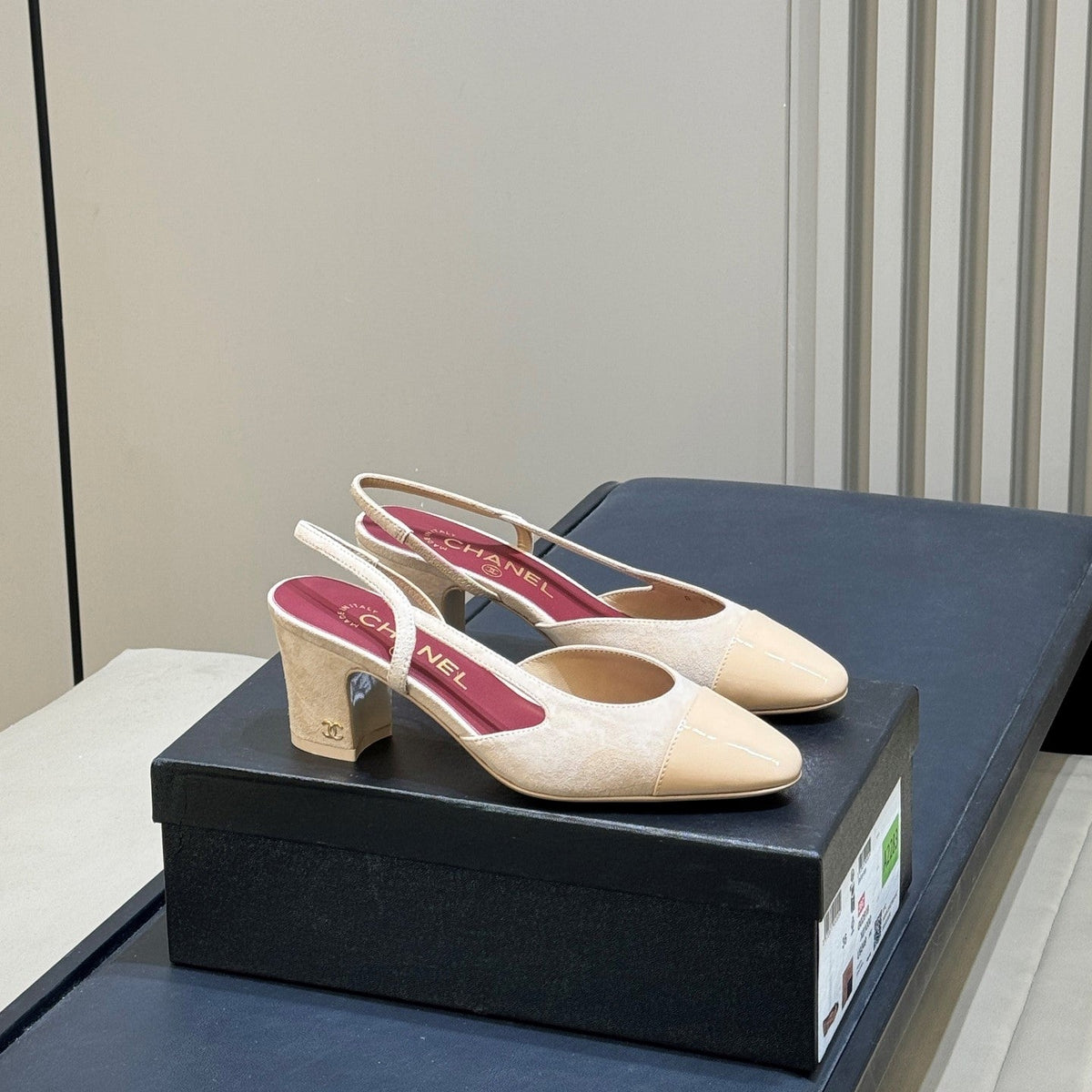 CC 26s Cap-Toe Slingbacks 6.5cm Beige Velvet 150299