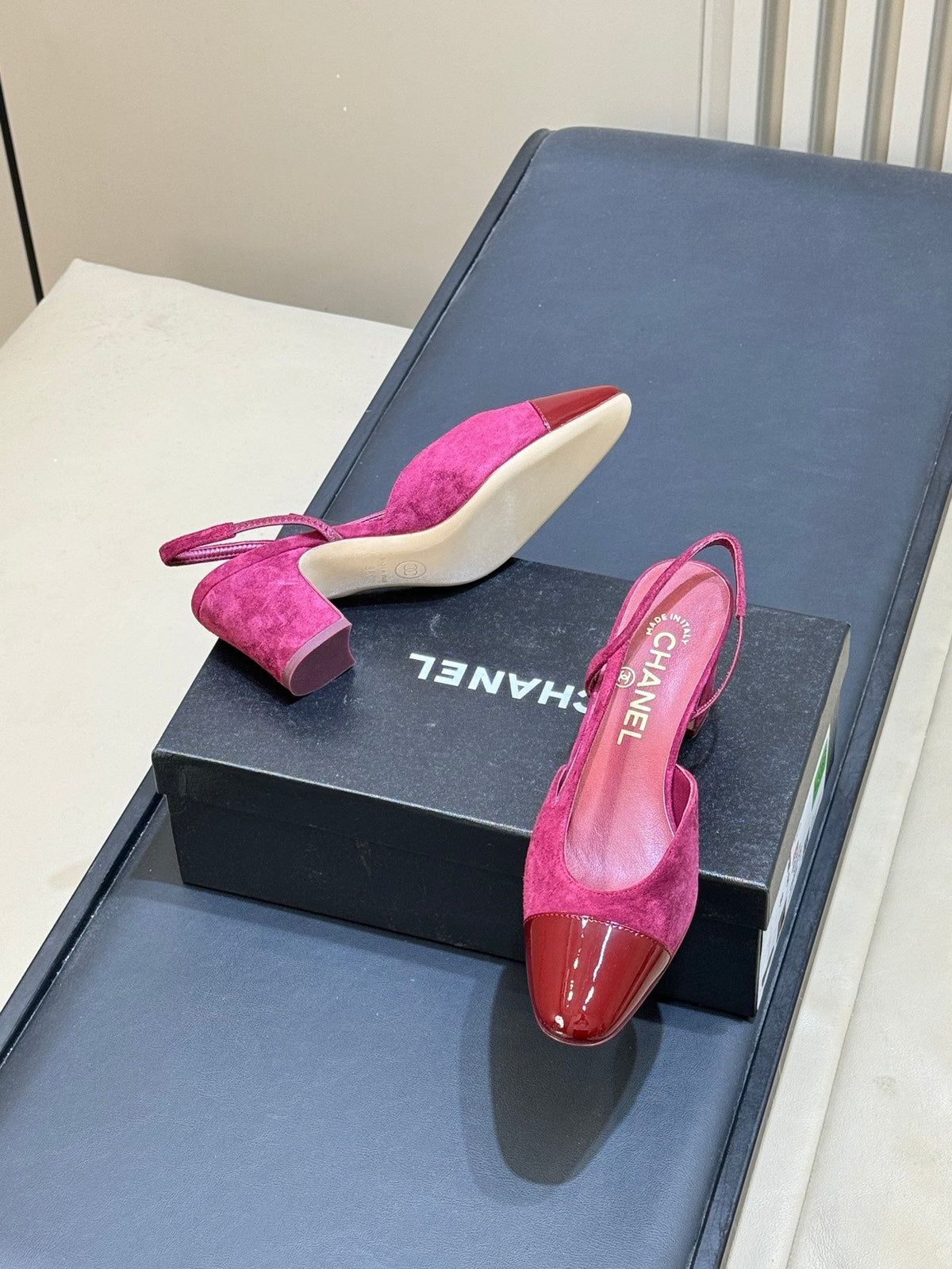 CC 26s Cap-Toe Slingbacks 6.5cm Fuchsia Velvet Patent 150300