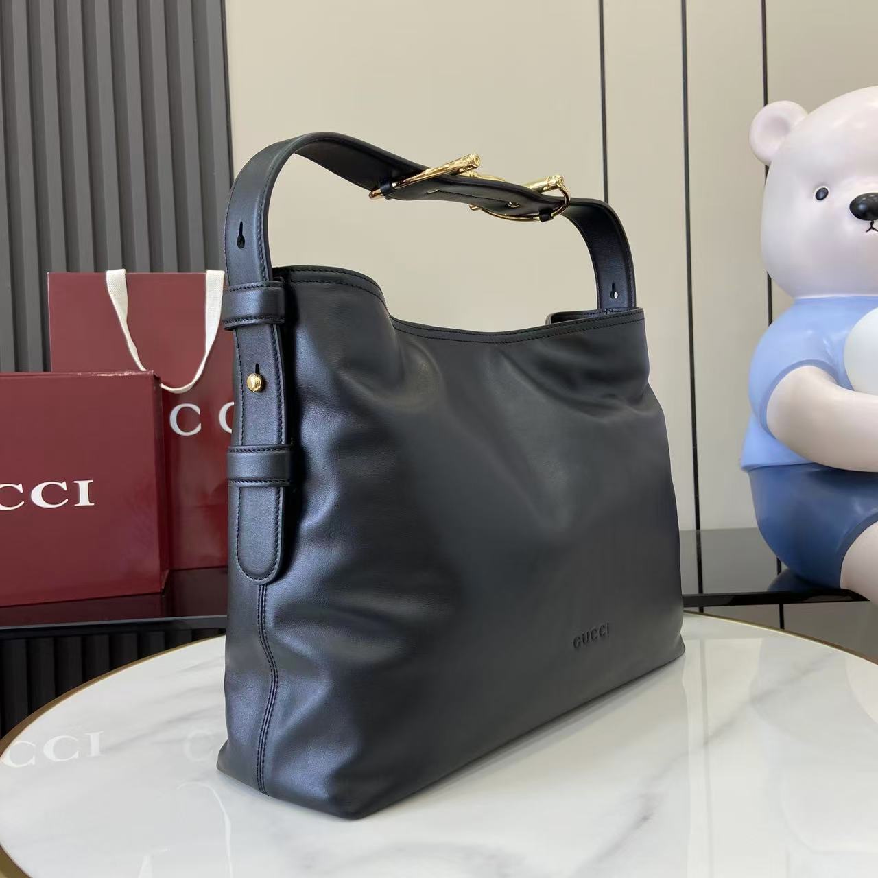 GG 25 Beatrix Handbag Black Smooth Cowhide 290511
