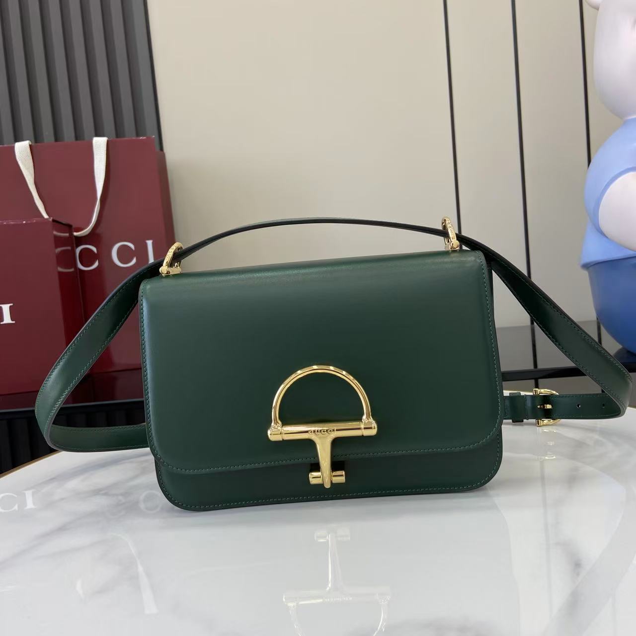 Gucci 25 Siena Bag 22.5cm Green Gold Leather 292365