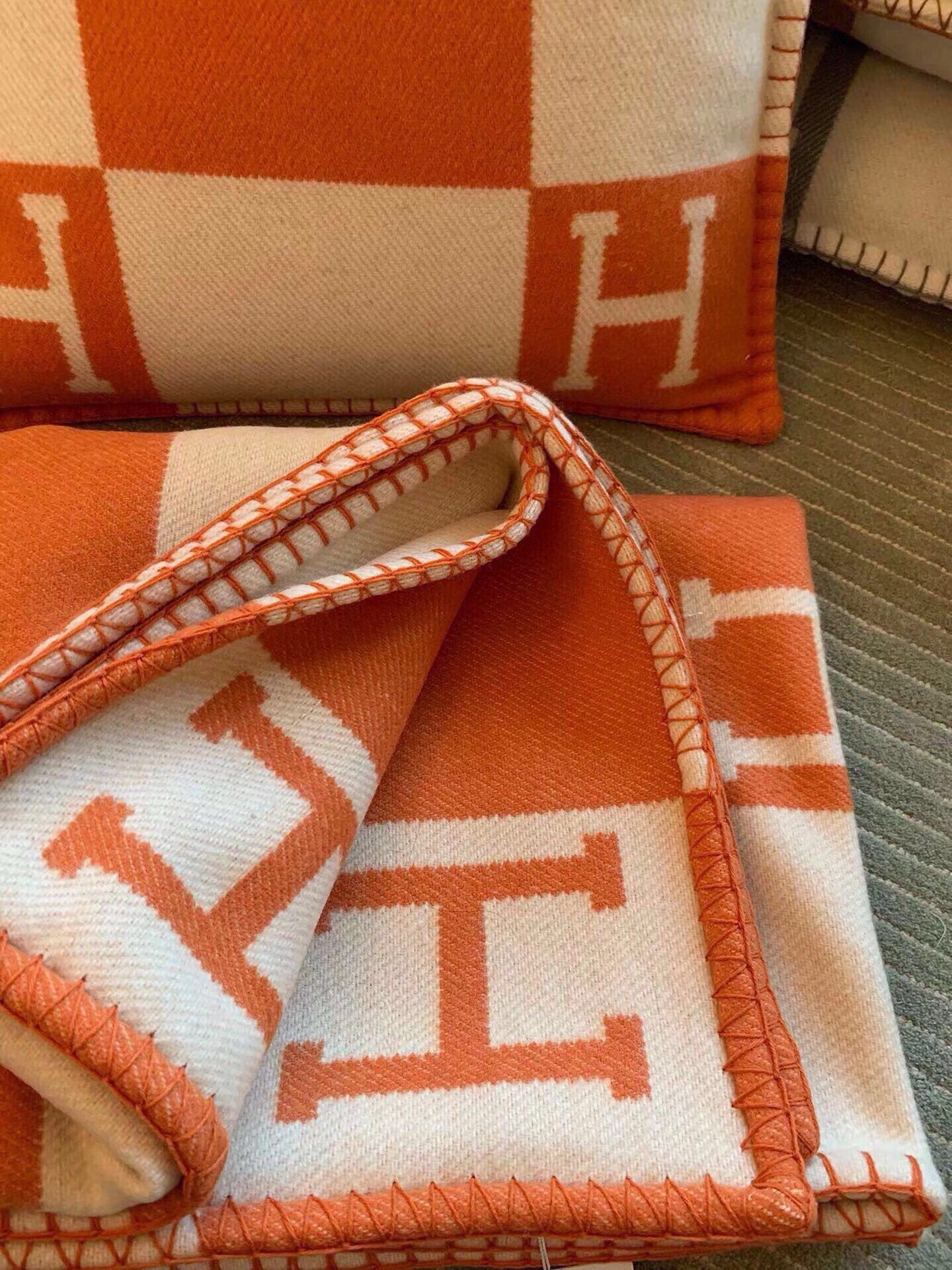 HM Blanket Orange Beige Wool Cashmere