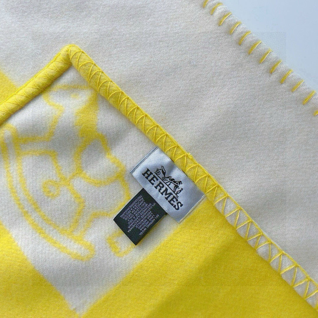 HM Baby Blanket Grey Yellow Wool Cashmere