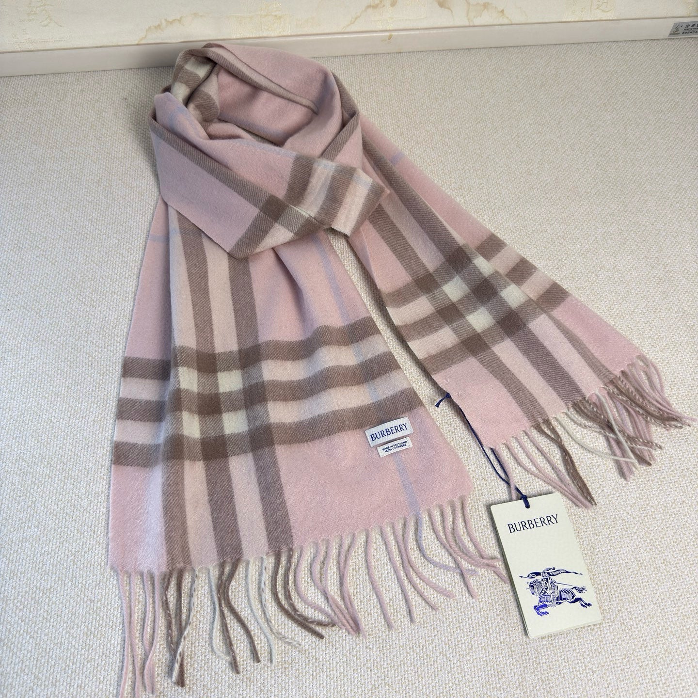BBR Long Scarf 170CM Pink Brow Cashmere 150388