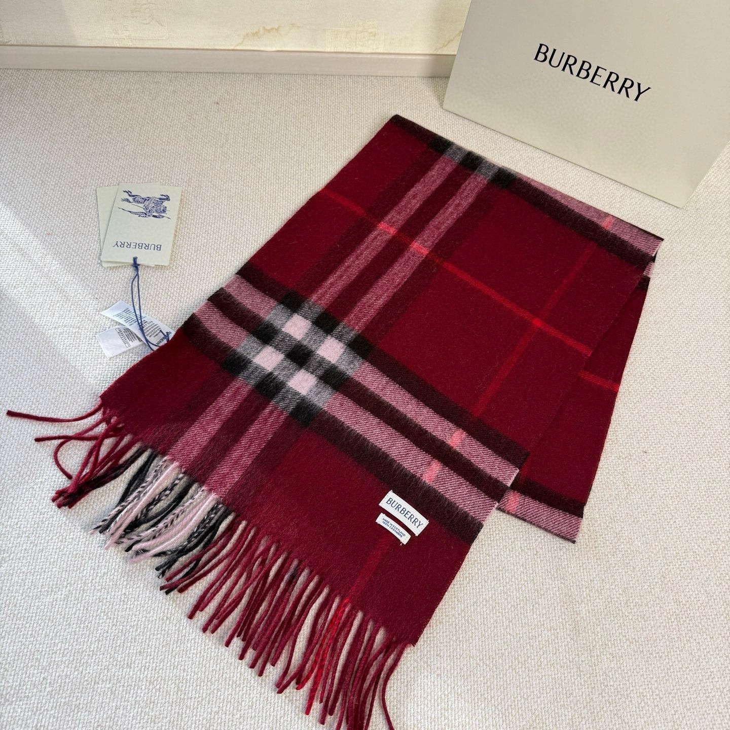 BBR Long Scarf 170CM Red Cashmere 150389