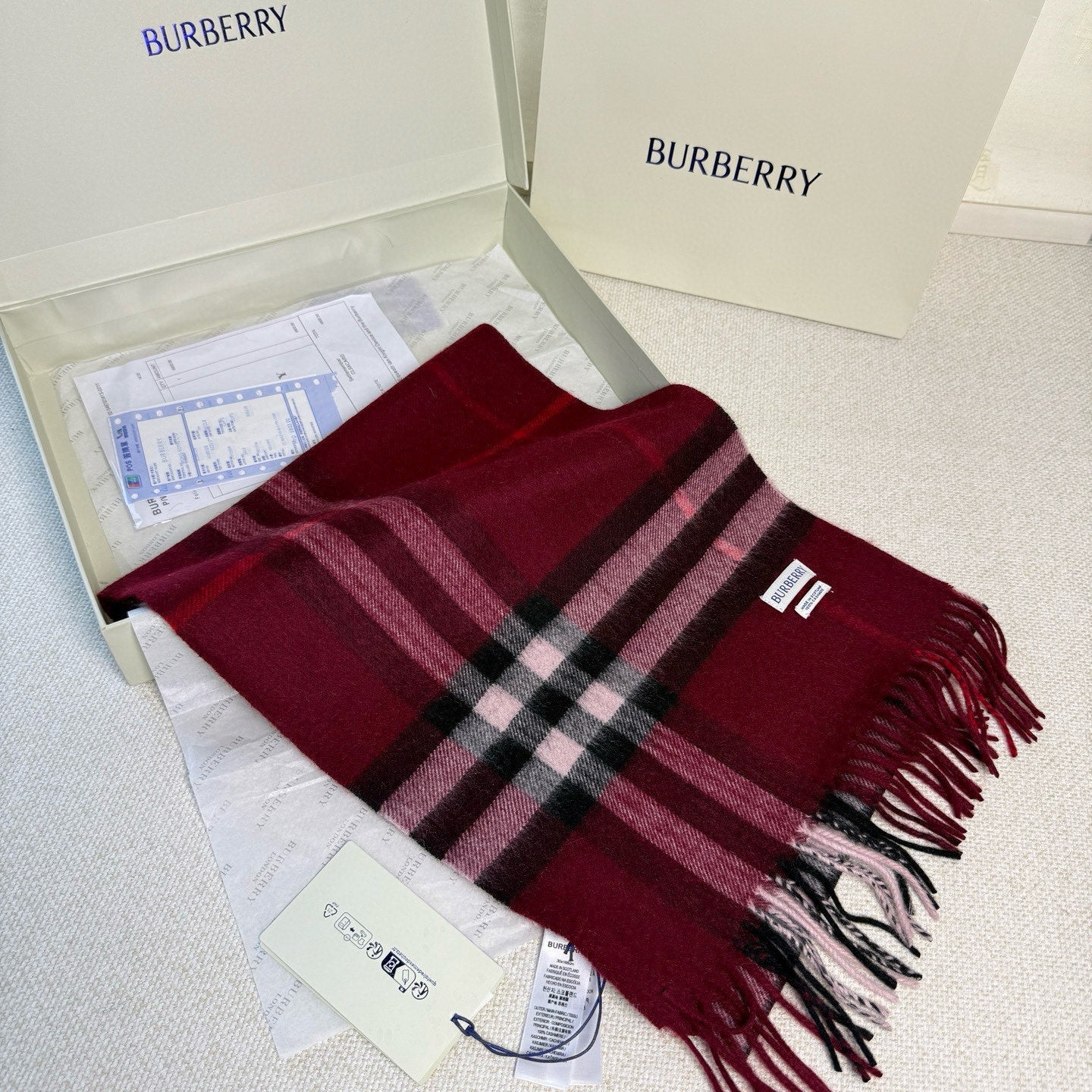 BBR Long Scarf 170CM Red Cashmere 150389