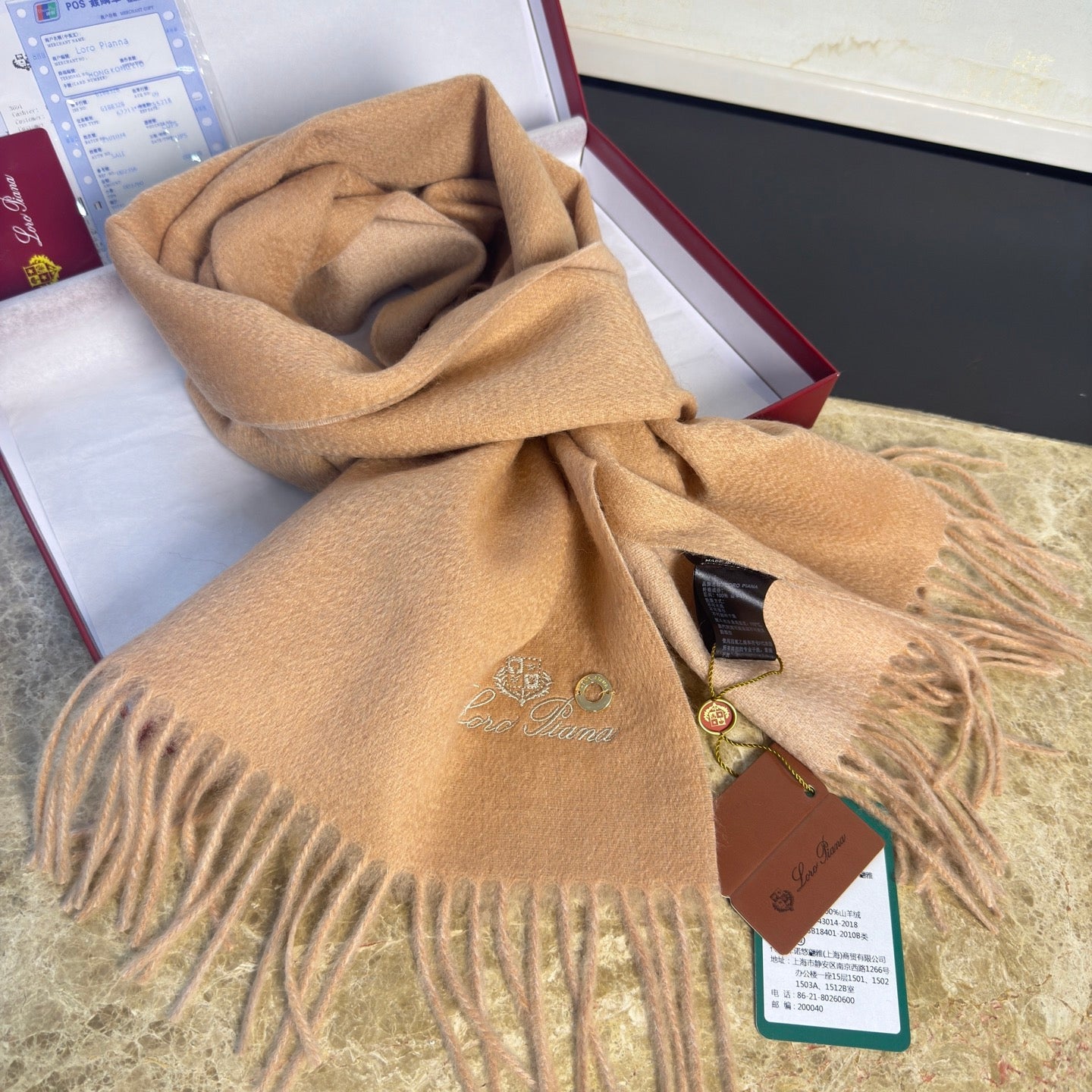 Loro Piana Long Scarf Light Brown Cashmere 150394