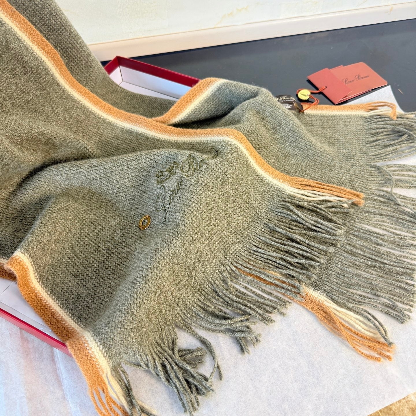 Loro Piana Long Scarf Thyme Cashmere 150405