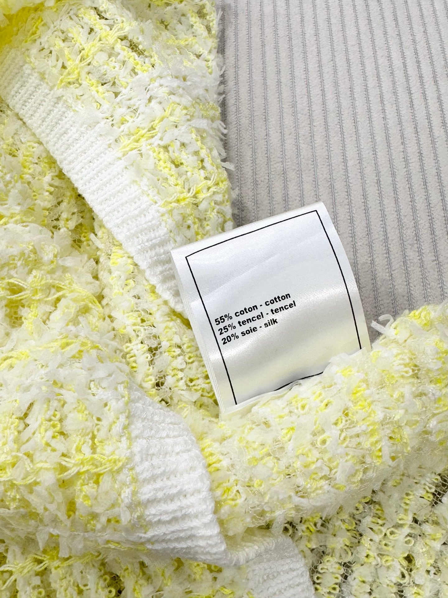 CC 26s Custom-Dyed Yarn Knitted Slip Dress White Yellow Cotton 415552