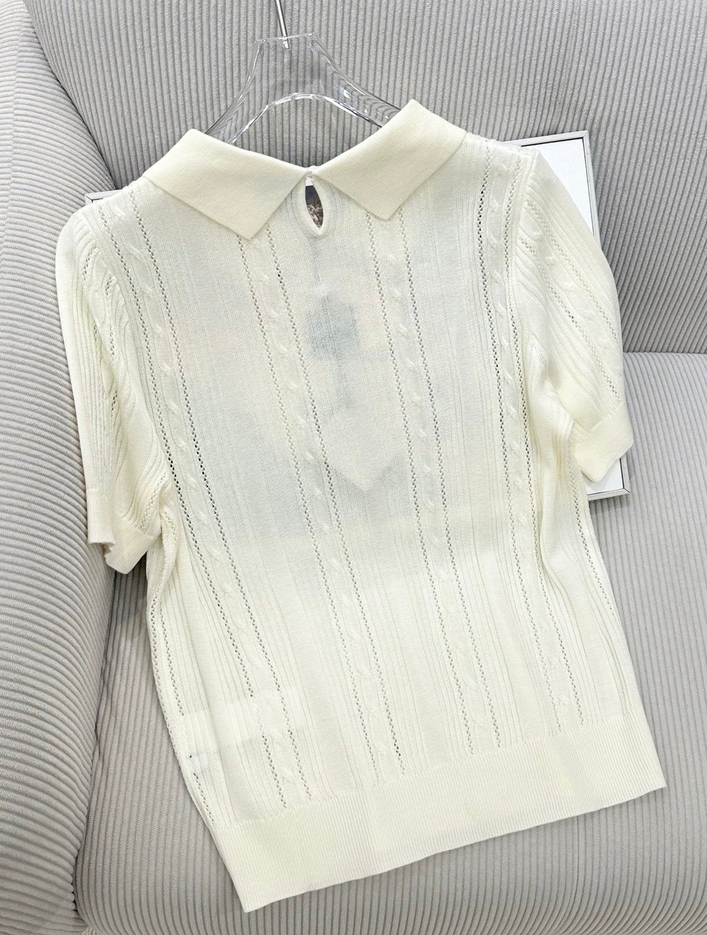 Loewe 26s Short-Sleeve Top Cream Wool 415502