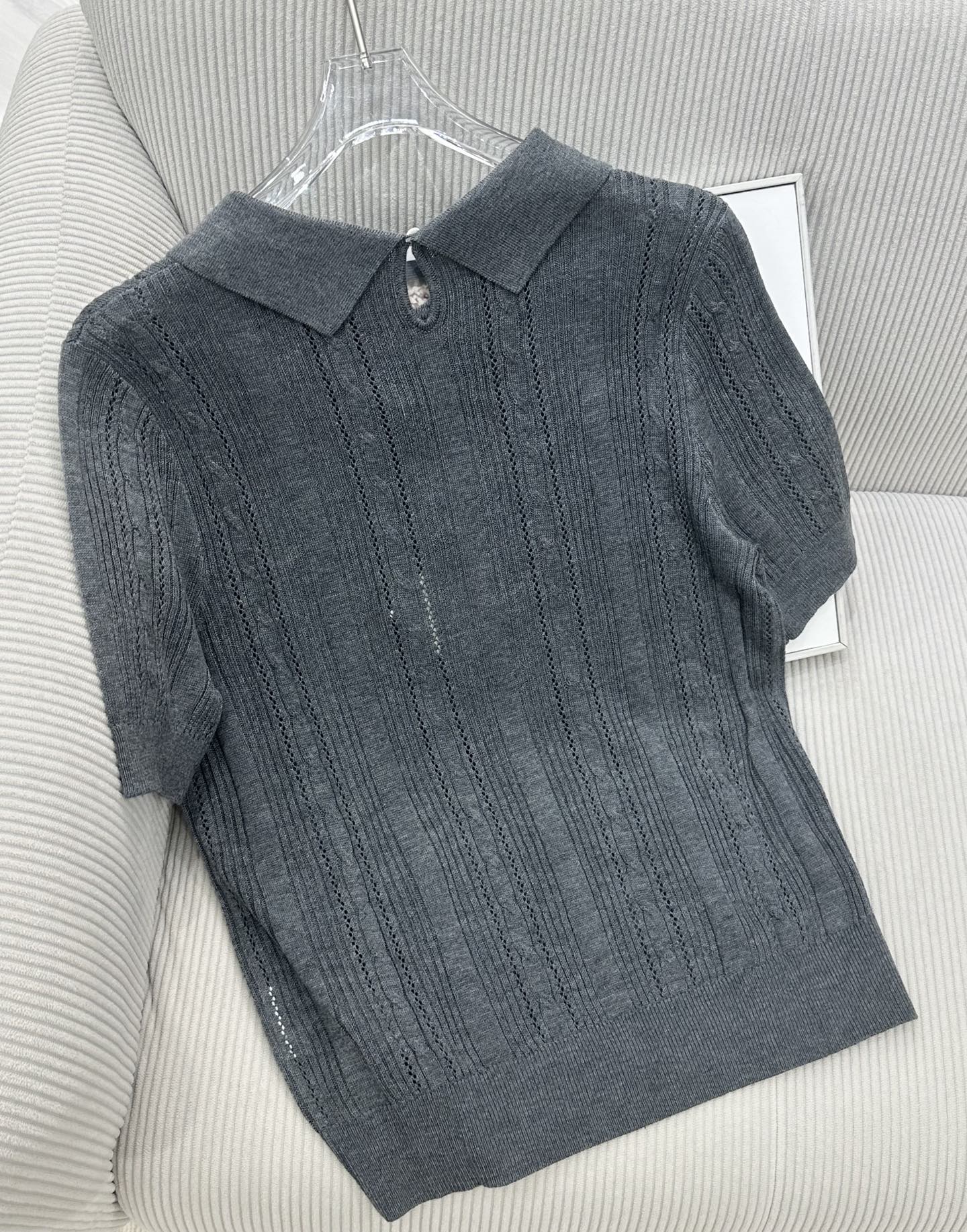 Loewe 26s Short-Sleeve Top Grey Wool 415506