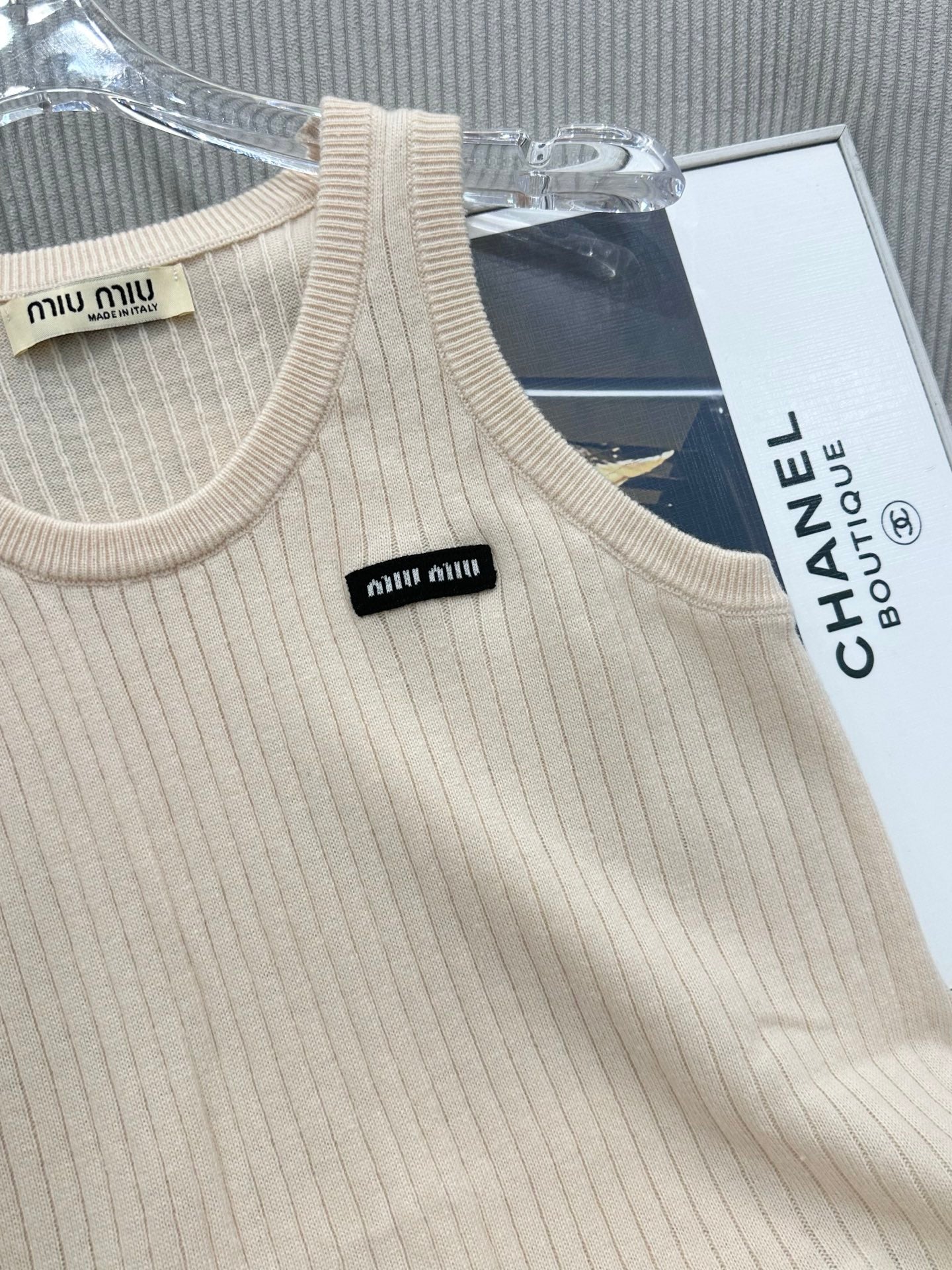 Miu 26s Knitted Vest Top Grey Wool 415562