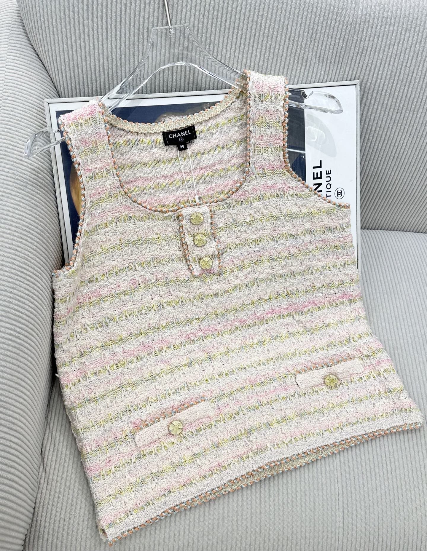 CC 26s Chunky Yarn Vest Top Light Pink Wool 415515