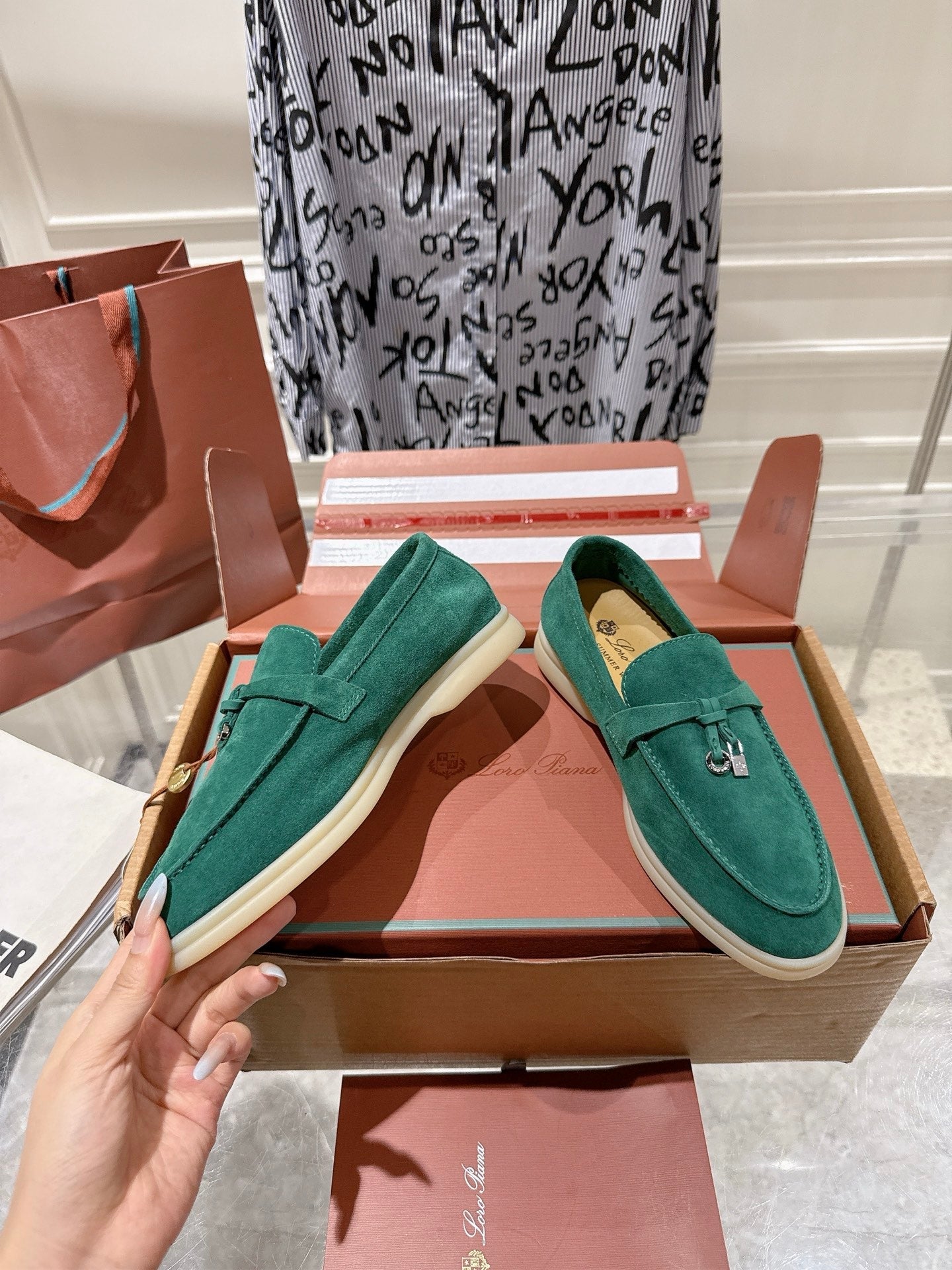 LP Summer Charms Walk Loafers Deep Green Suede 565857