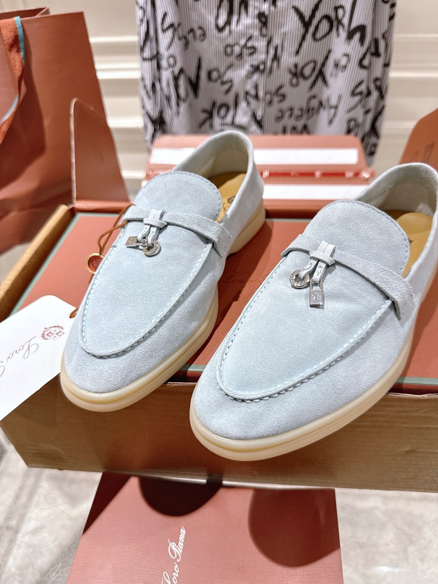 LP Summer Charms Walk Loafers Light Blue Suede 565862