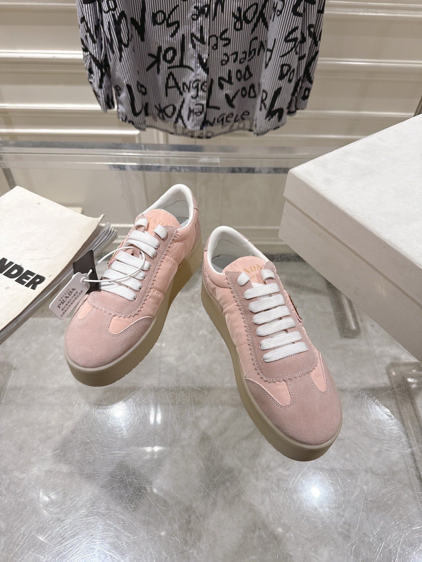 Prada 26s Downtown Sneakers Muted Pink Re-Nylon Suede 968252