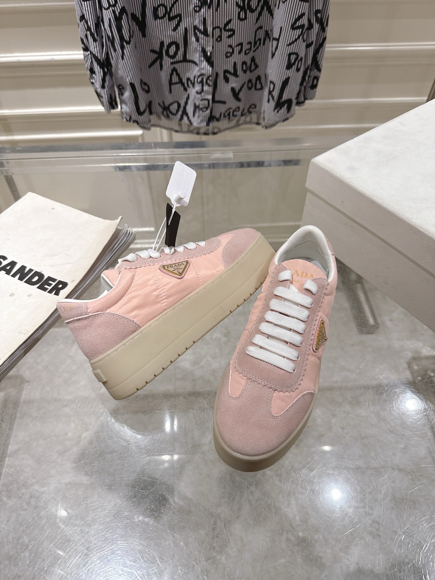 Prada 26s Downtown Sneakers Muted Pink Re-Nylon Suede 968252