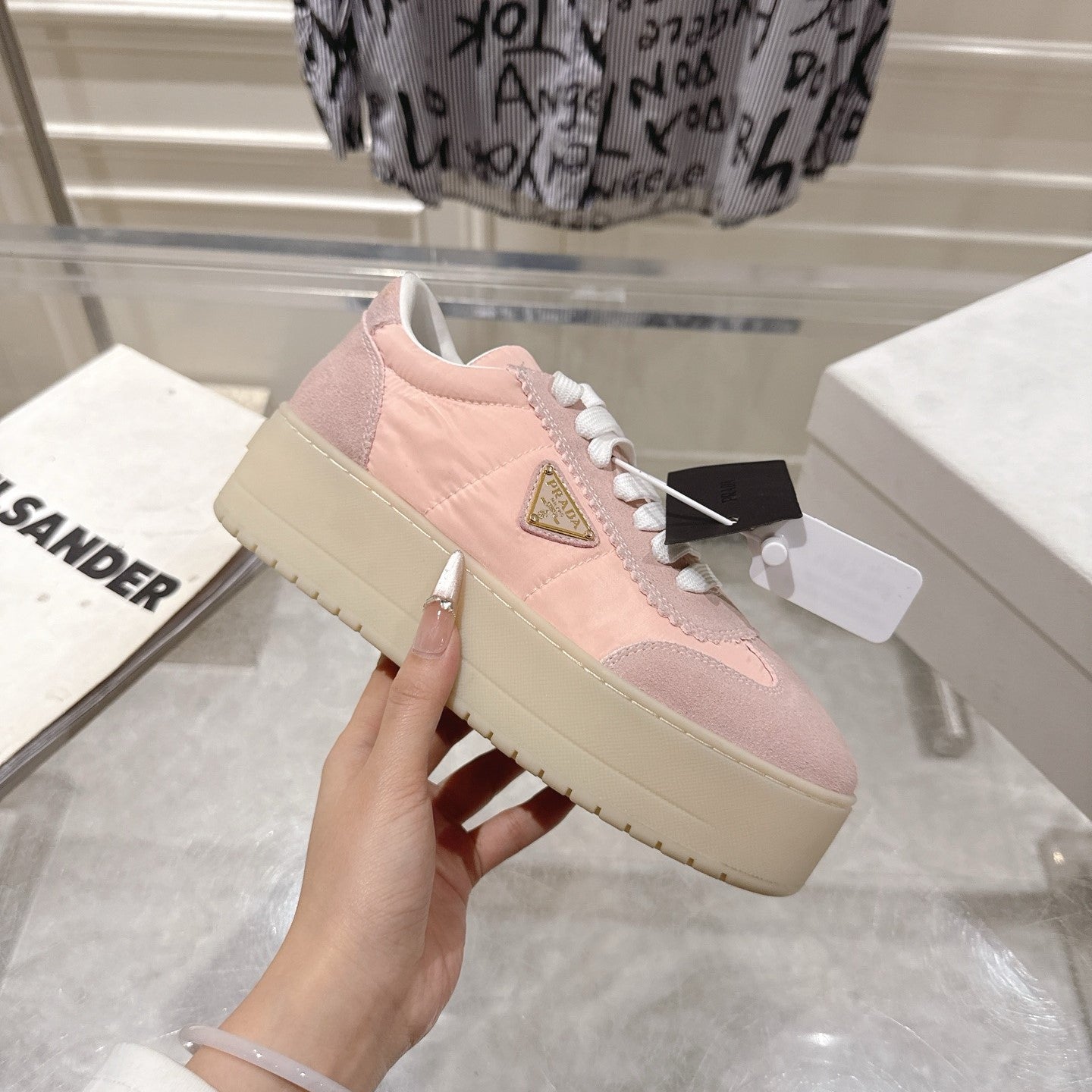 Prada 26s Downtown Sneakers Muted Pink Re-Nylon Suede 968252