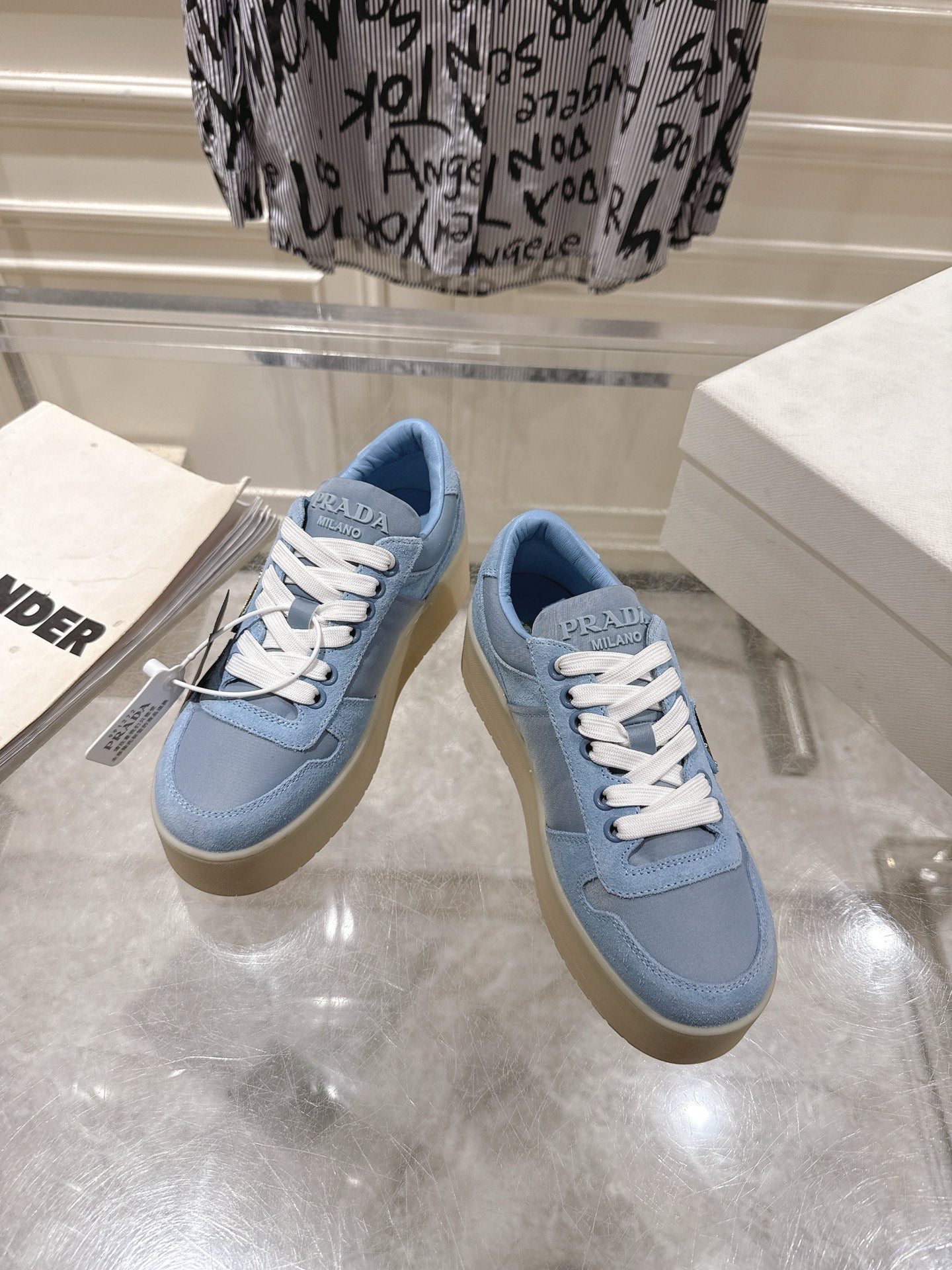 Prada 26s Downtown Sneakers Blue Re-Nylon Suede 968254