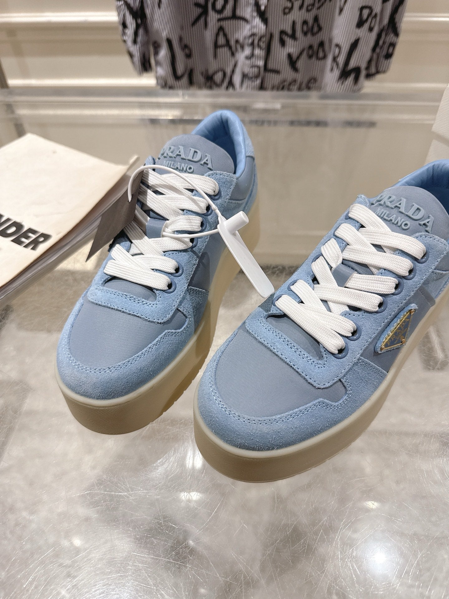 Prada 26s Downtown Sneakers Blue Re-Nylon Suede 968254