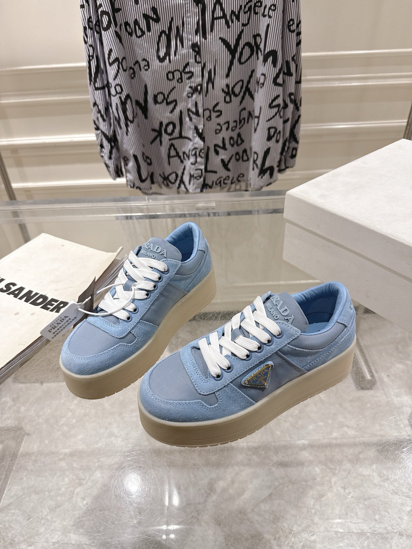 Prada 26s Downtown Sneakers Blue Re-Nylon Suede 968254