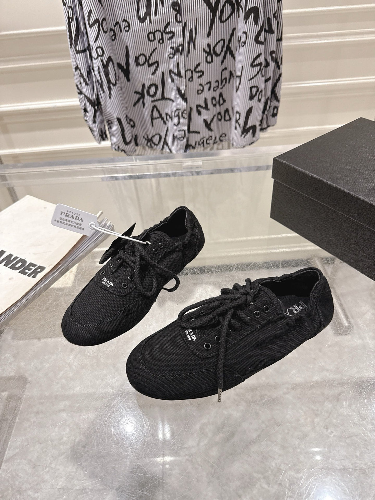 Prada 26S Sneakers Black Canvas 148091