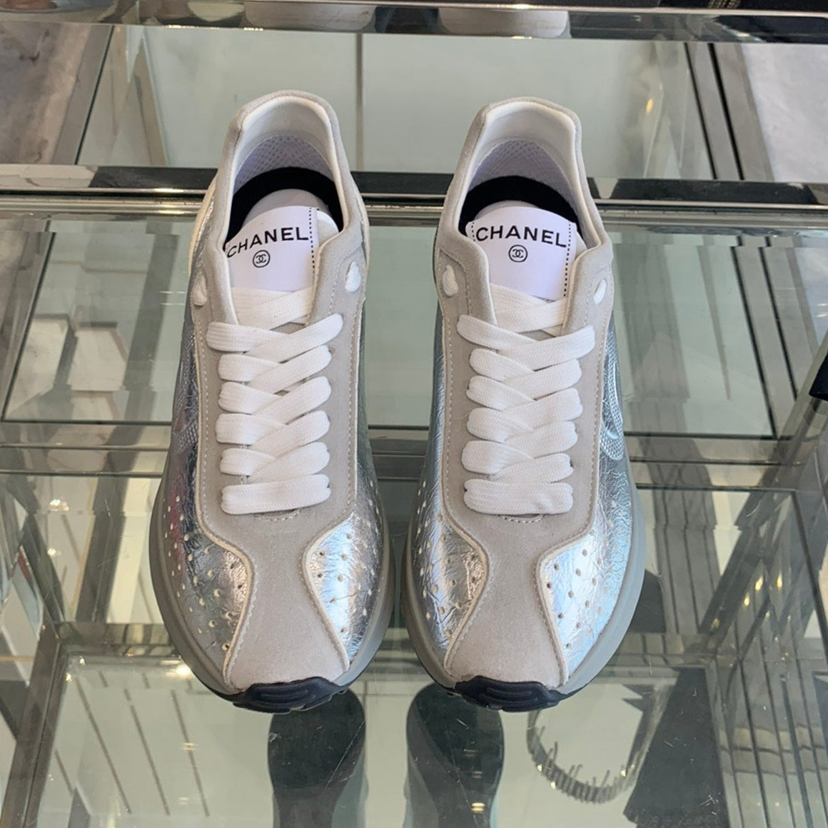 CC Sneaker Silver Pink Cowhide 204114