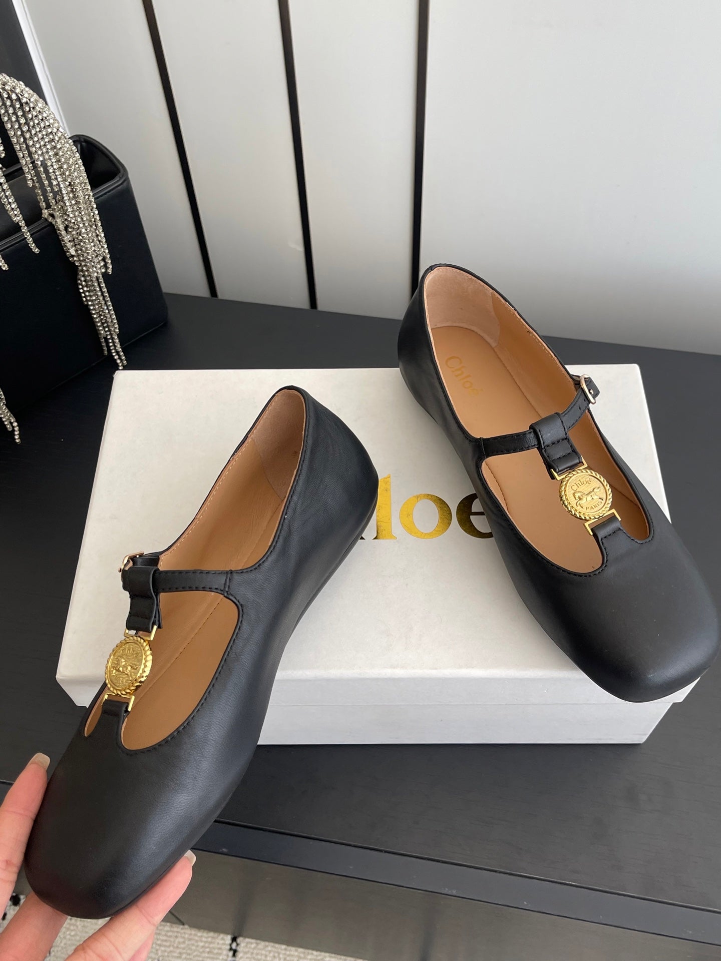 Chloé 26S Mary Jane Shoes in Black Calfskin