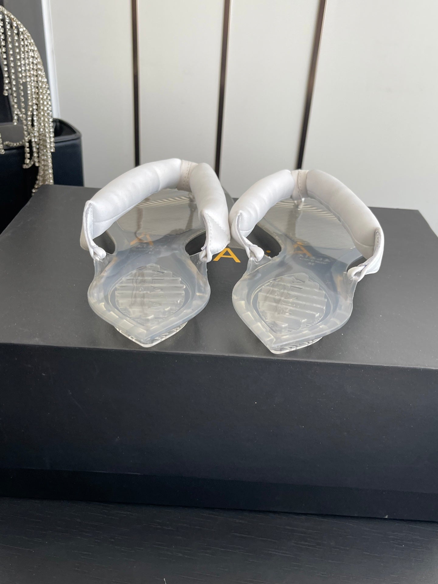 Alaïa Invisible Thong Mules White Satin 740043