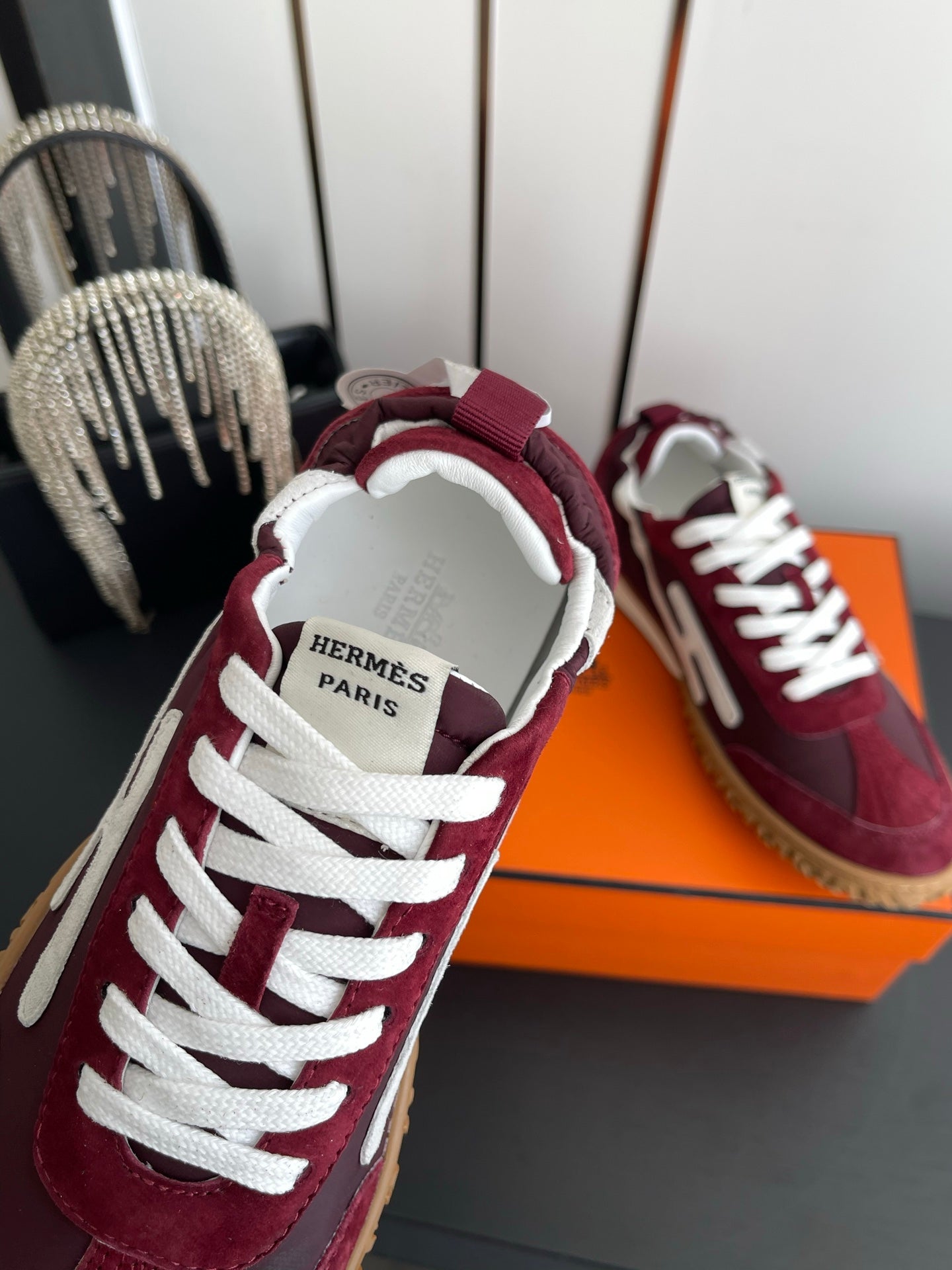 HM Jet Sneaker Burgundy White Suede 739995