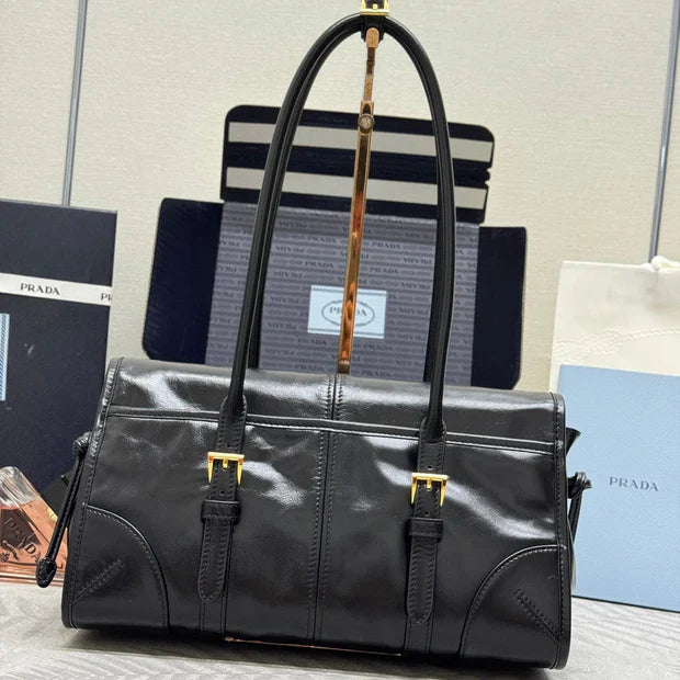 Prada 2026 Shoulder Bag 31cm Black Leather 345568