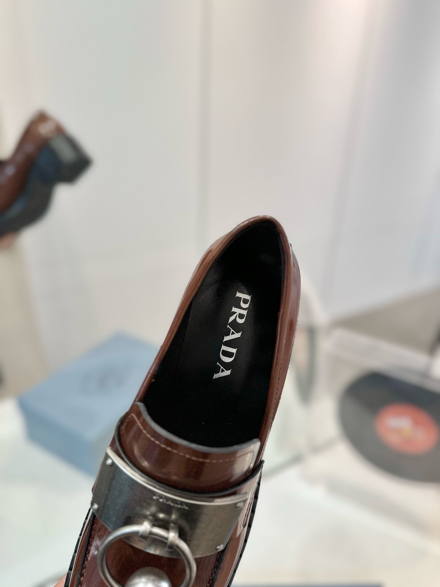Prada 26s Ball Chain Loafers Brown Brushed Leather 941514