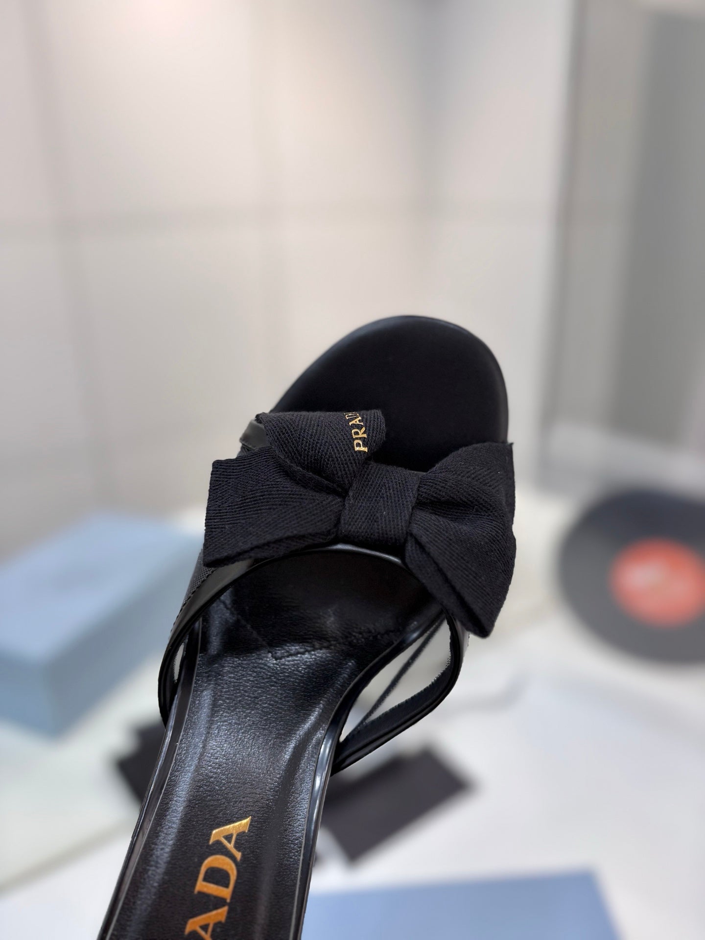 Prada Mesh 7.5cm Black Fabric Mules 834606