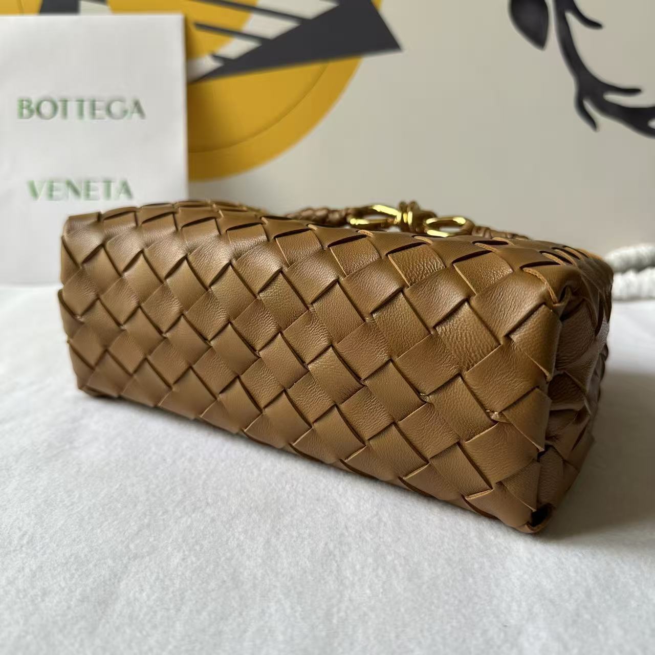 BV Small Andiamo Bag 20cm Muted Brown Intrecciato Leather 291456
