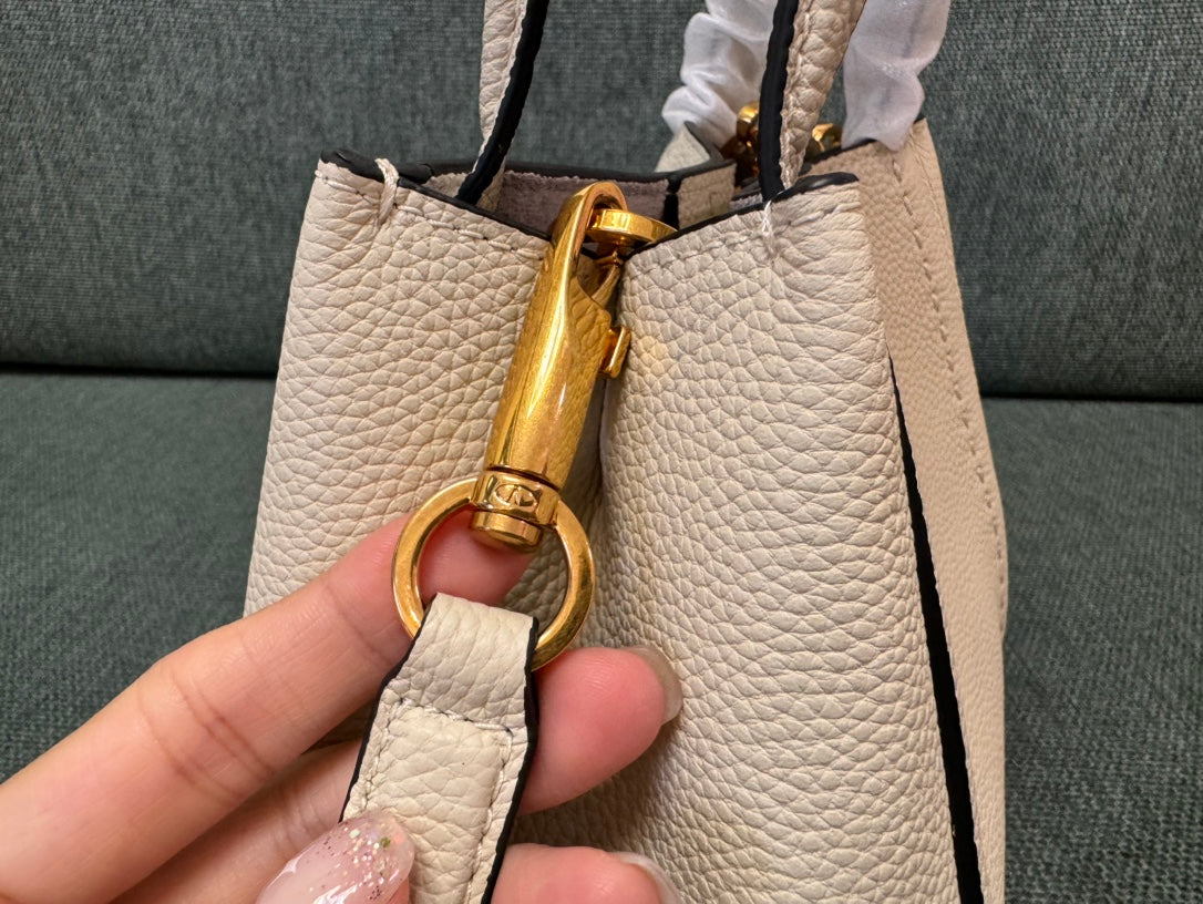 VALENTINO small 19 handbag beige calfskin 538536