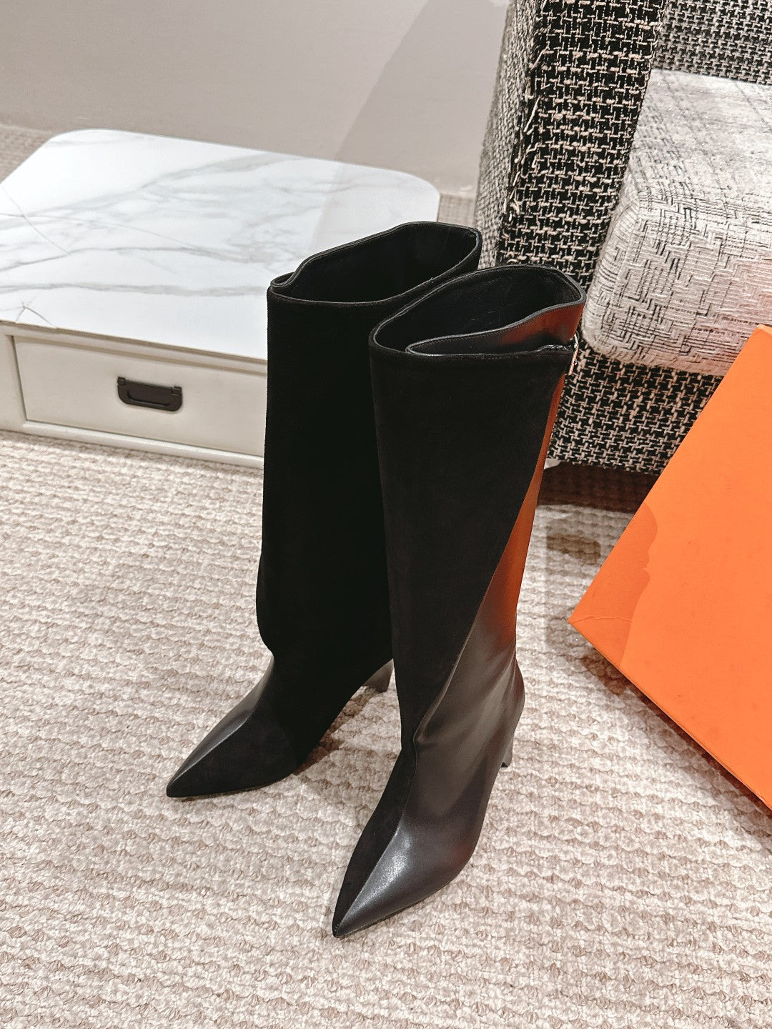 HM High Boots 60mm Black Calfskin And Suede 972385