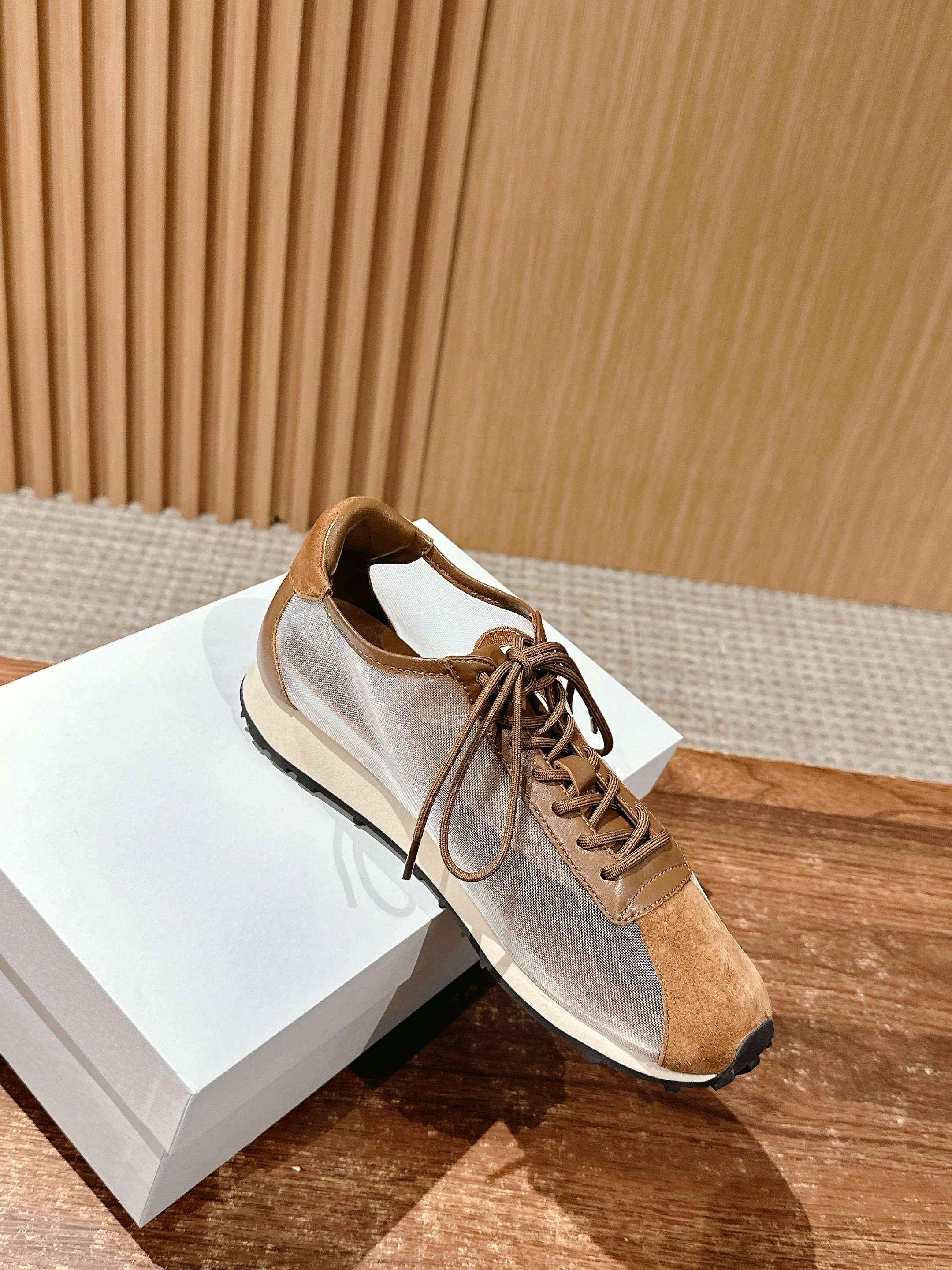The Row Sneakers Light Taupe Mesh And Cowhide 330594
