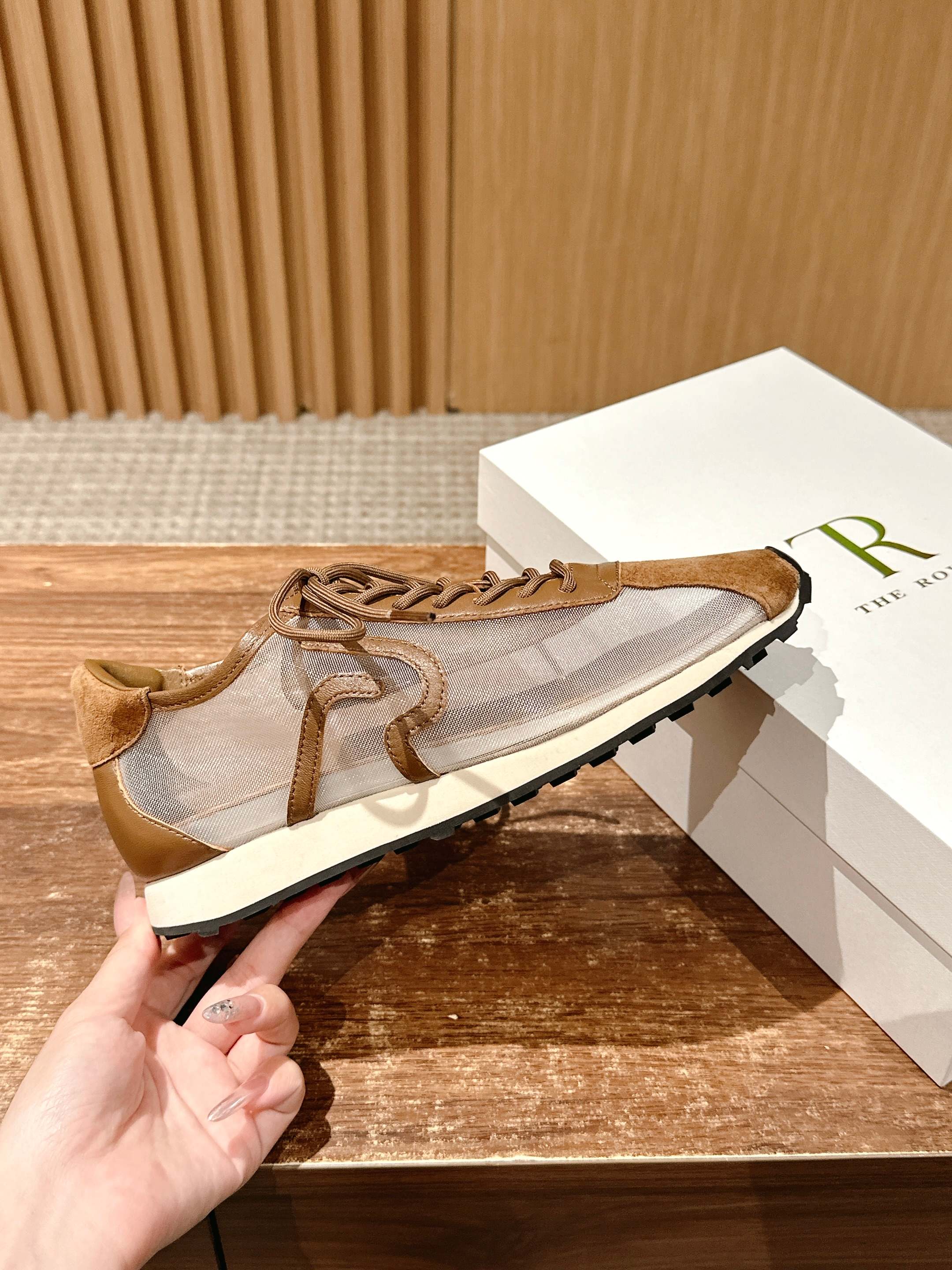 The Row Sneakers Light Taupe Mesh And Cowhide 330594