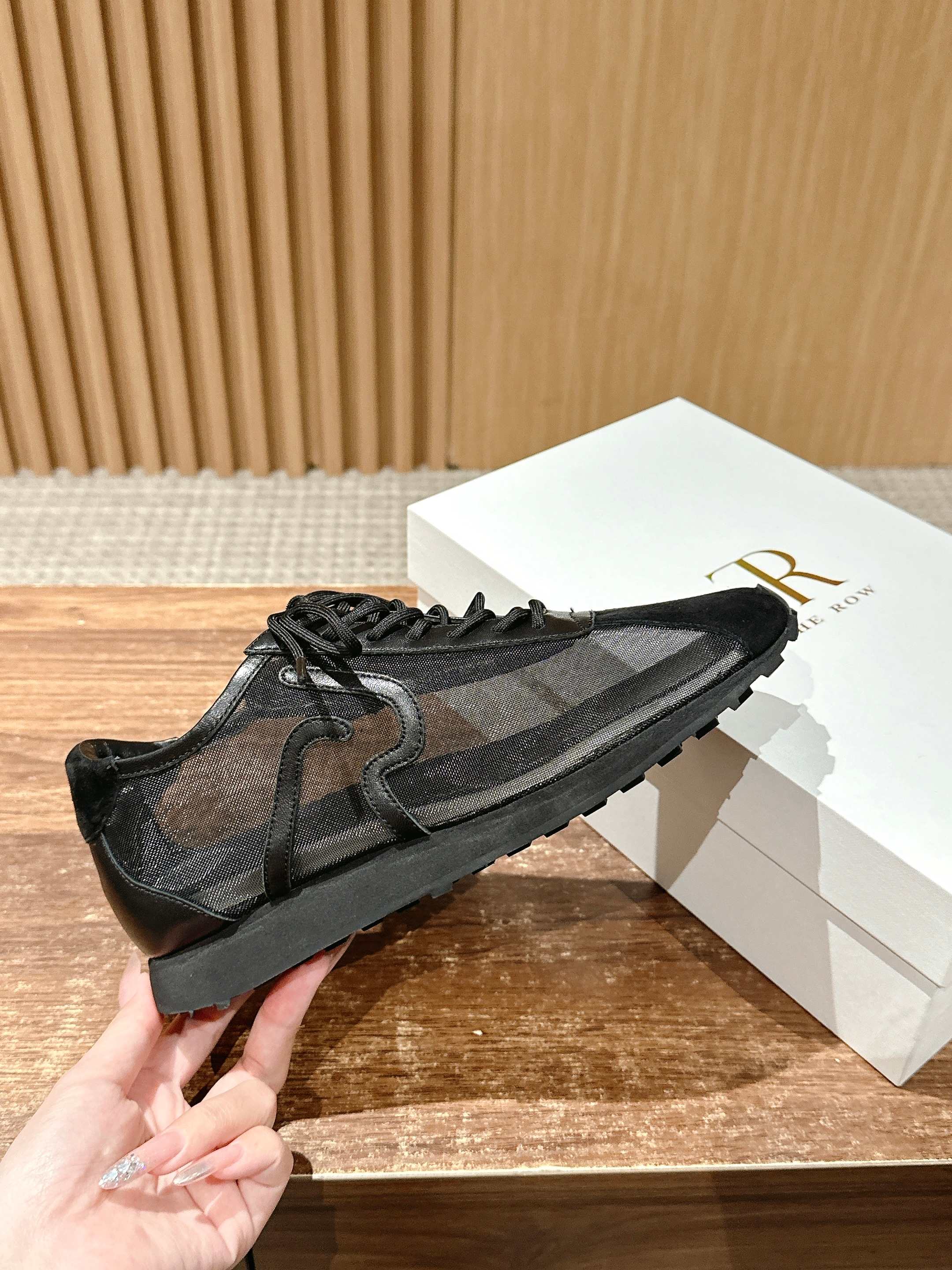 The Row Sneakers Black Mesh And Cowhide 330595