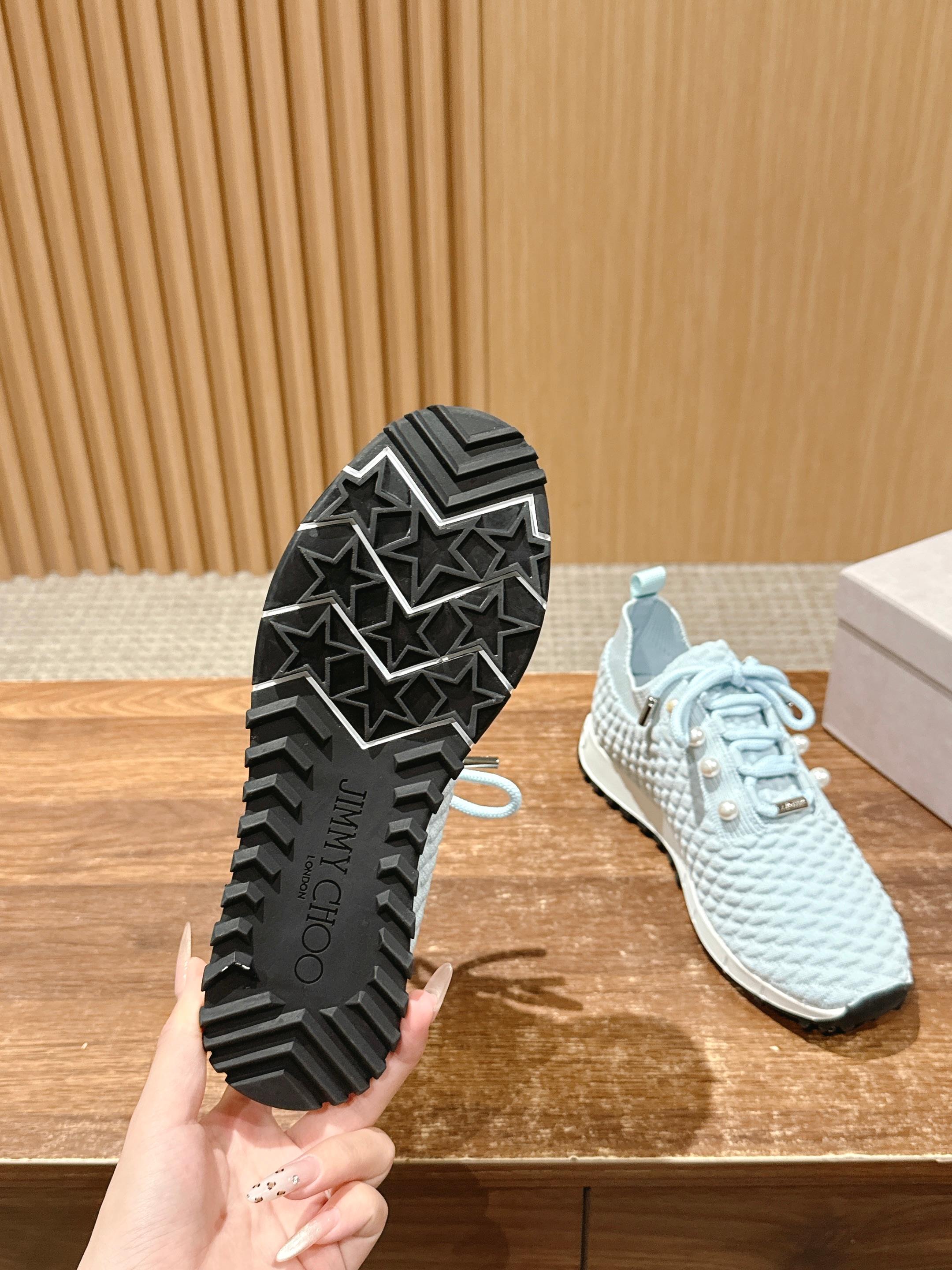 Jimmy Pearl - Embellished Sneakers Light Blue Textured Knit 400157