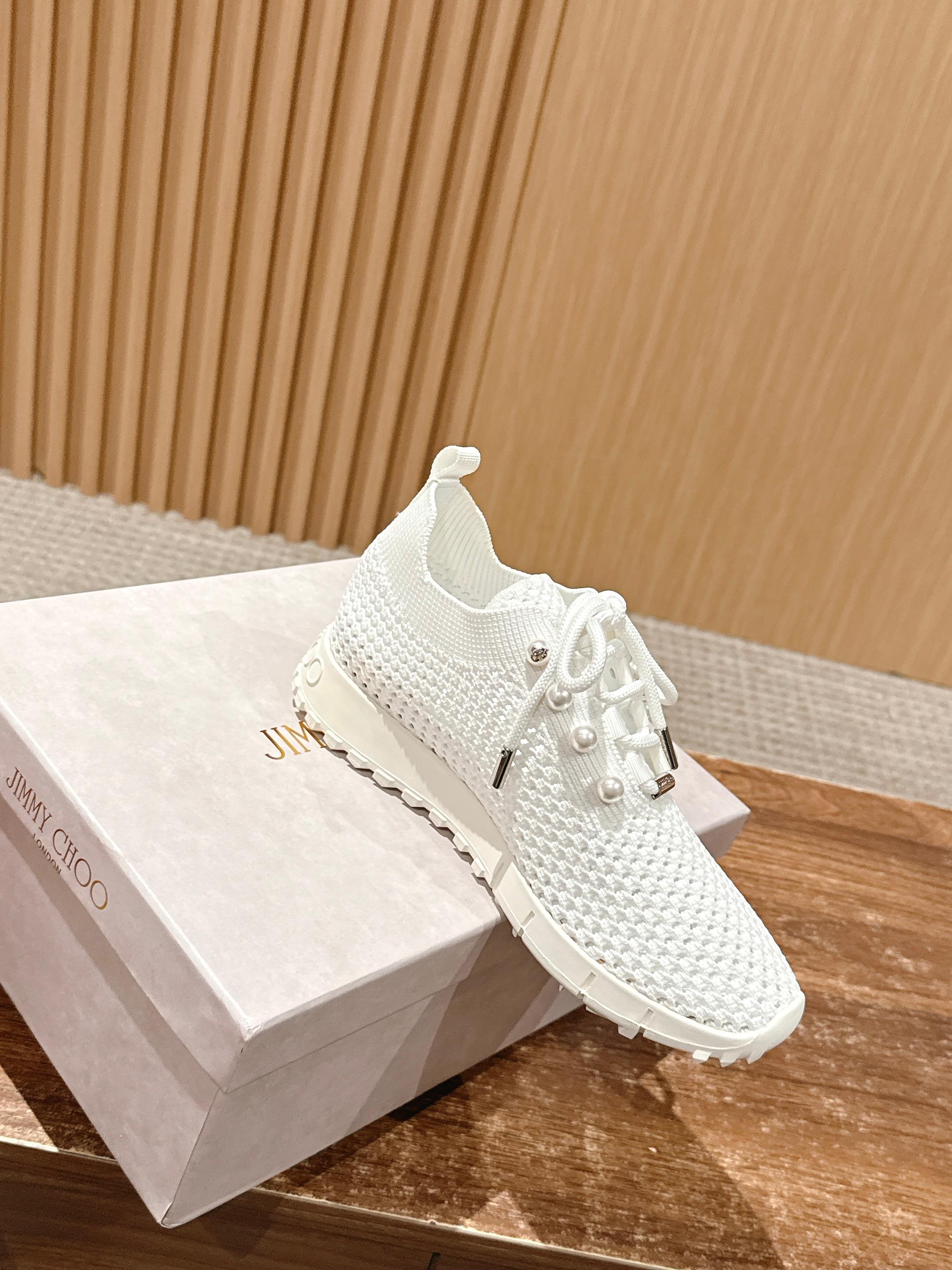 Jimmy Veles Pearl-Embellished Sneakers White Lace Rubber 400160