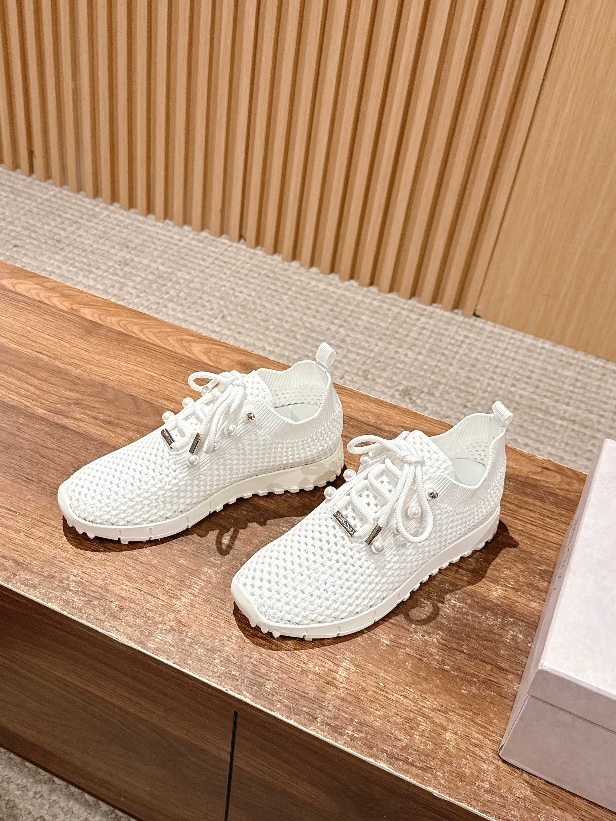 Jimmy Veles Pearl-Embellished Sneakers White Lace Rubber 400160