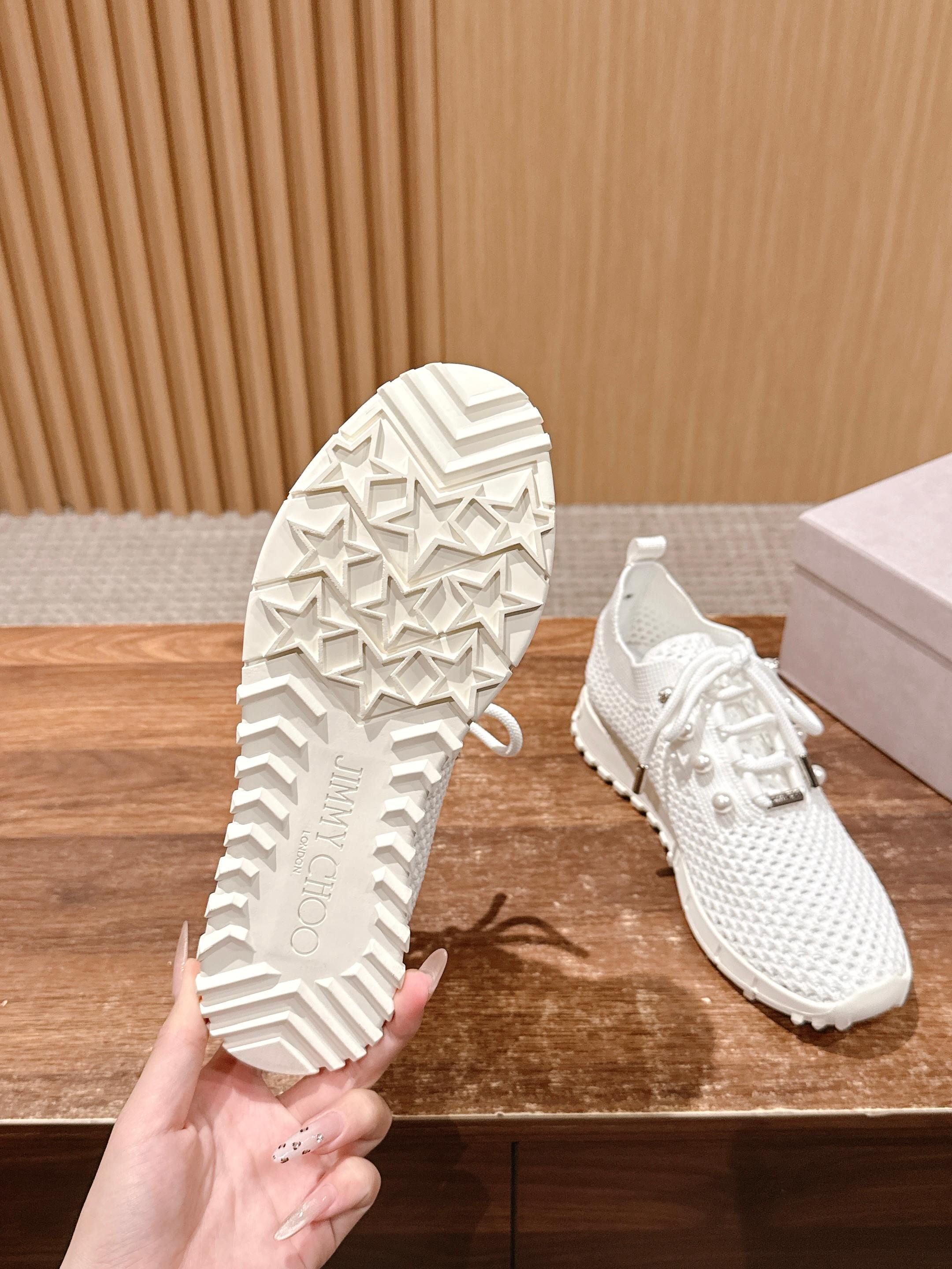 Jimmy Veles Pearl-Embellished Sneakers White Lace Rubber 400160