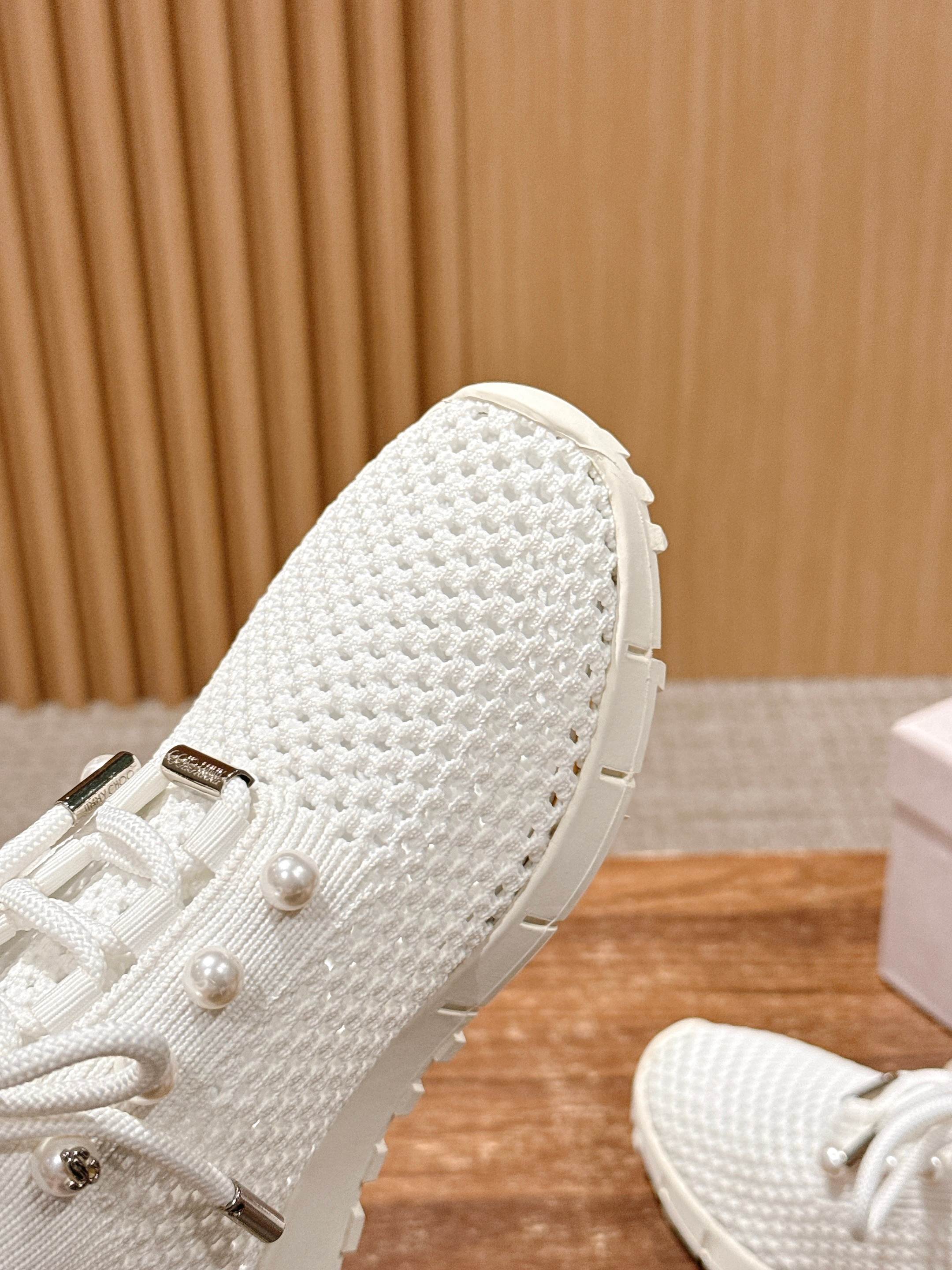 Jimmy Veles Pearl-Embellished Sneakers White Lace Rubber 400160