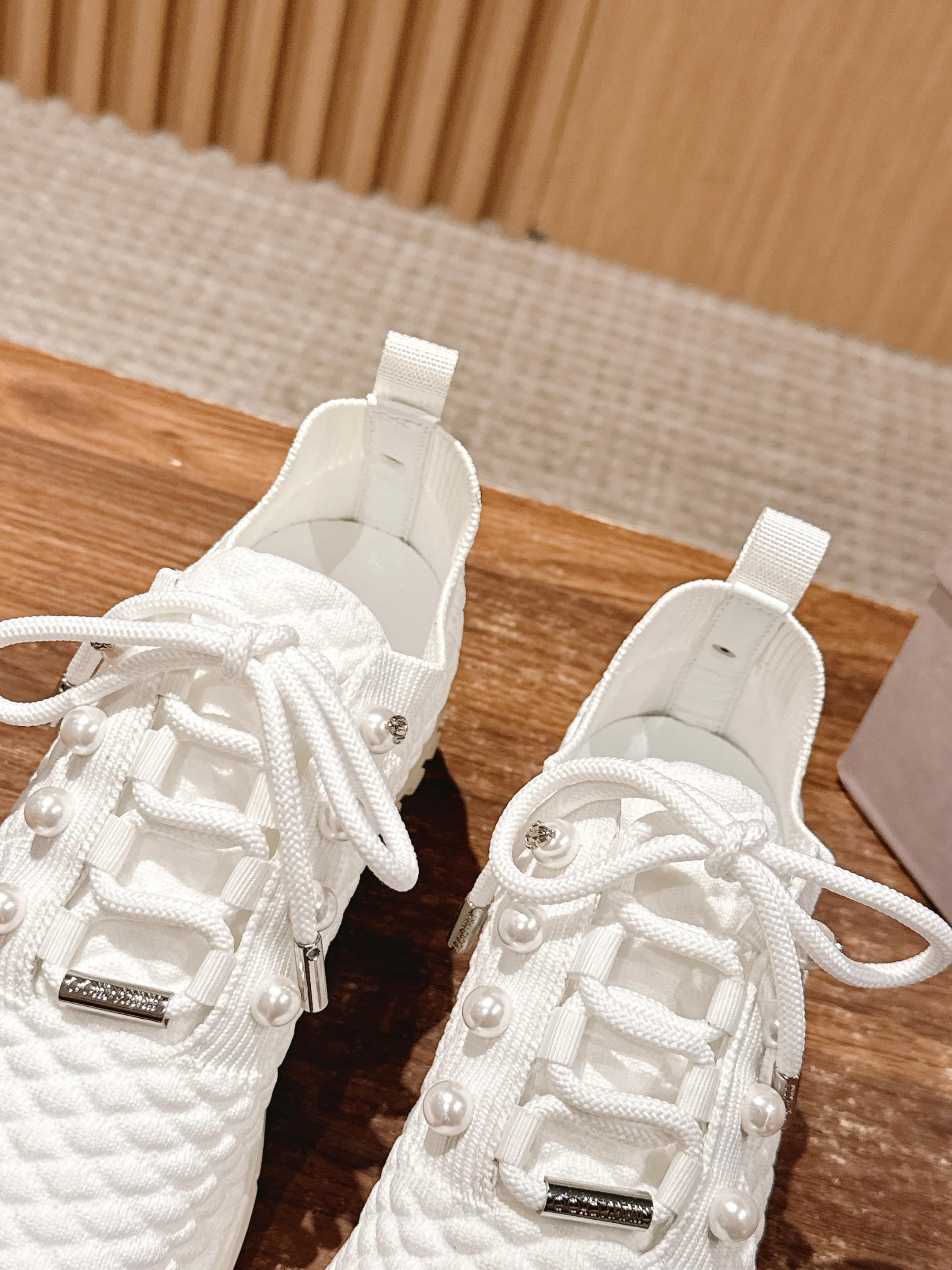 Jimmy Pearl - Embellished Sneakers White Textured Knit 400160