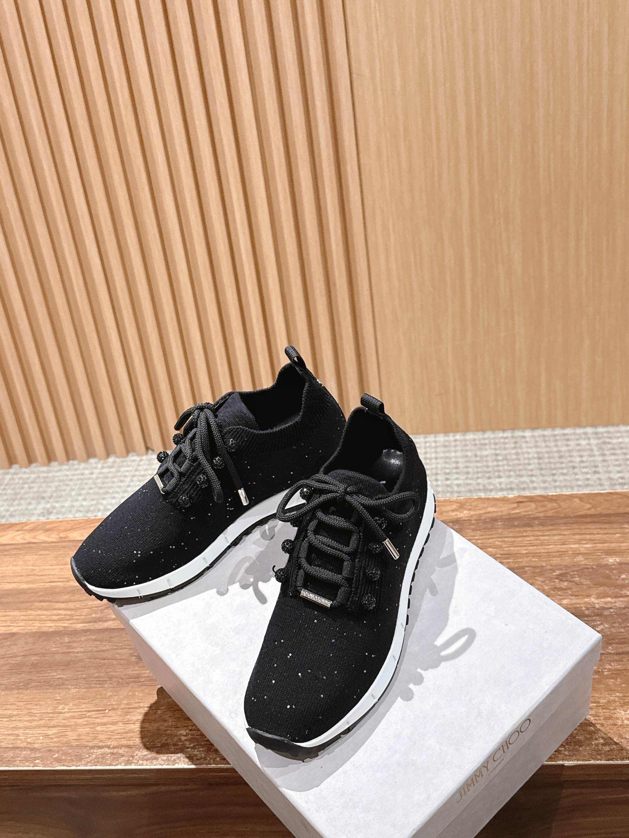 Jimmy Pave - Embellished Sneakers Black Sequined Knit 400161