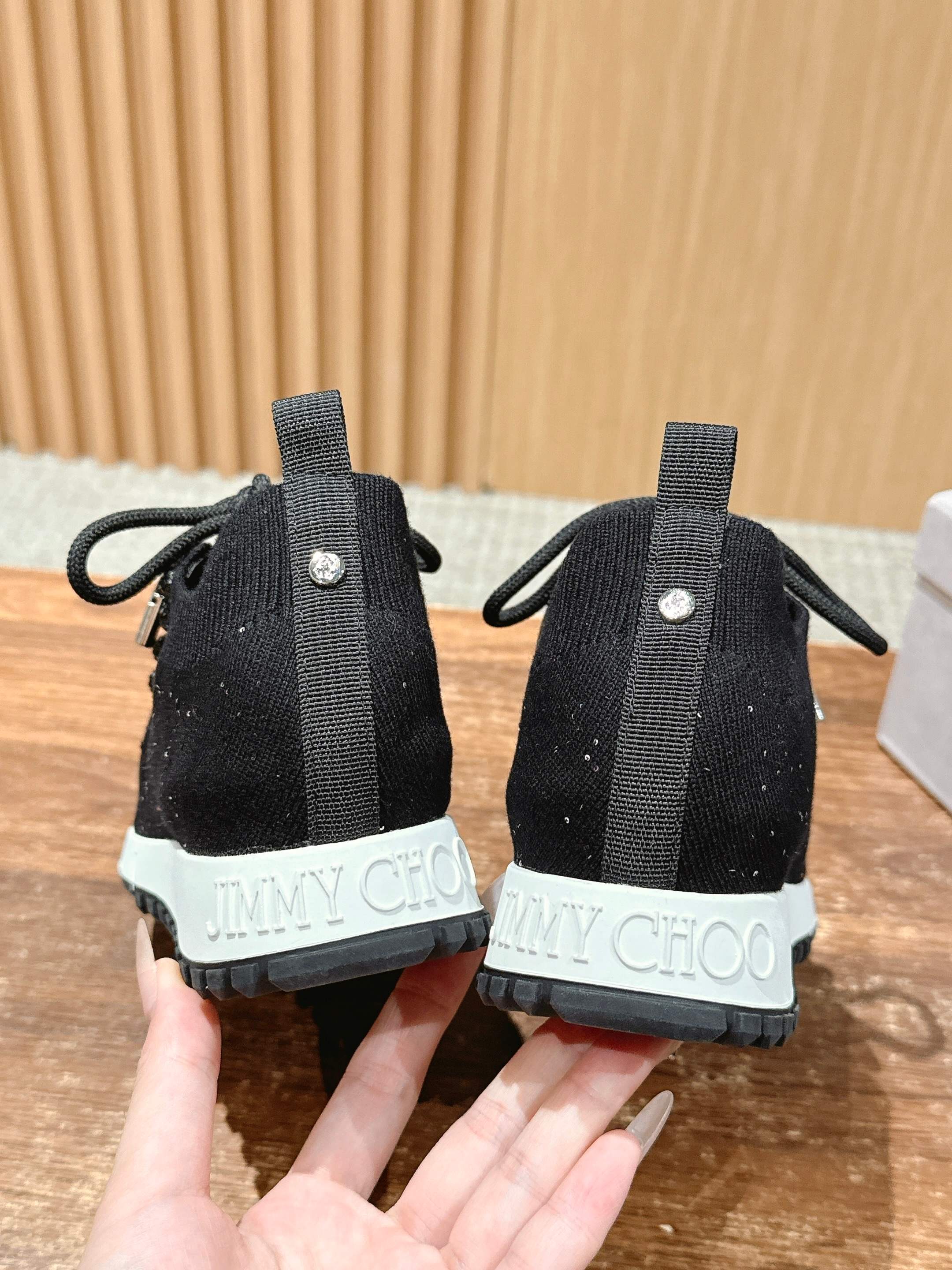 Jimmy Pave - Embellished Sneakers Black Sequined Knit 400161