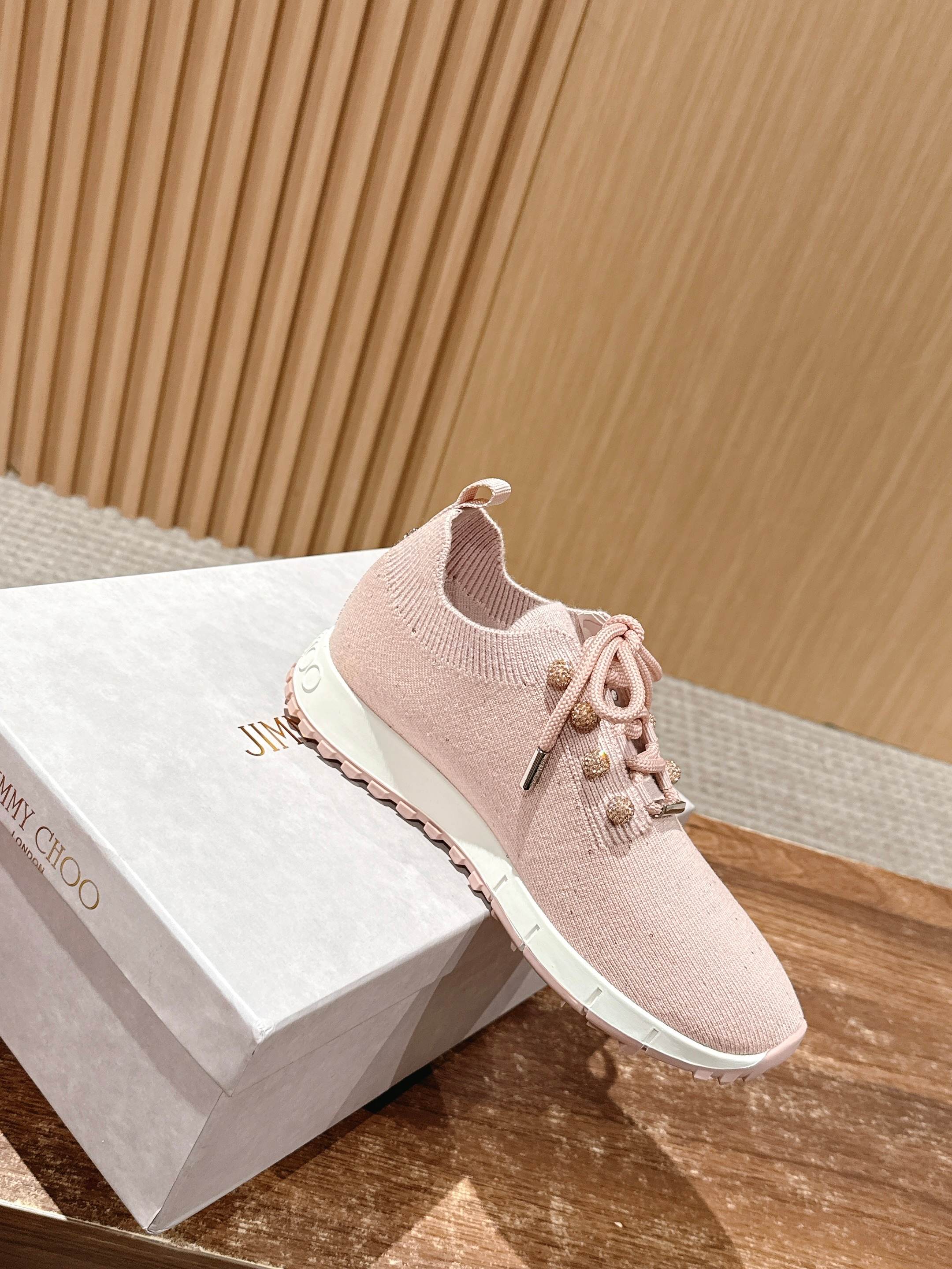 Jimmy Pave - Embellished Sneakers Light Pink Sequined Knit 400162