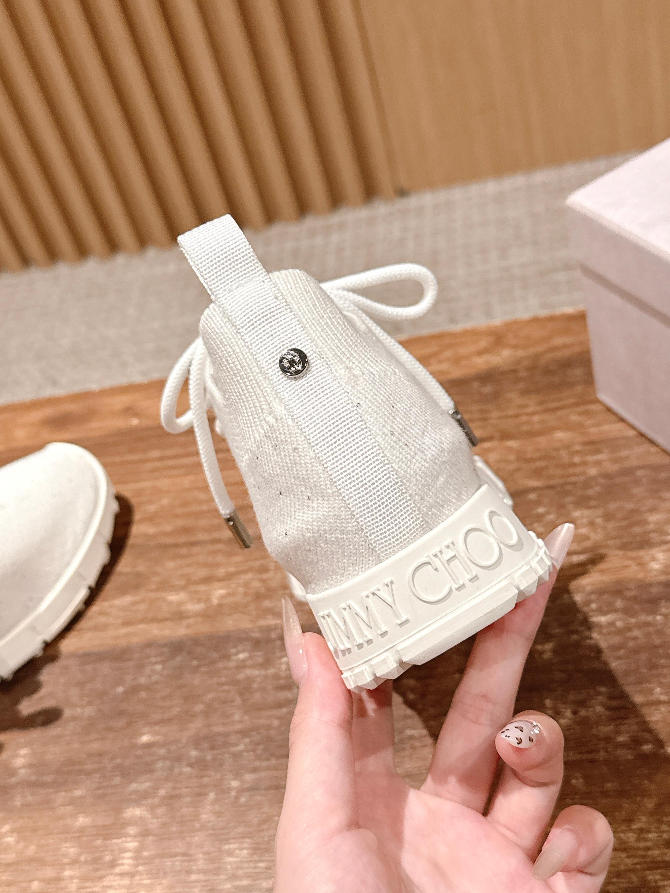 Jimmy Pave - Embellished Sneakers White Sequined Knit 400163