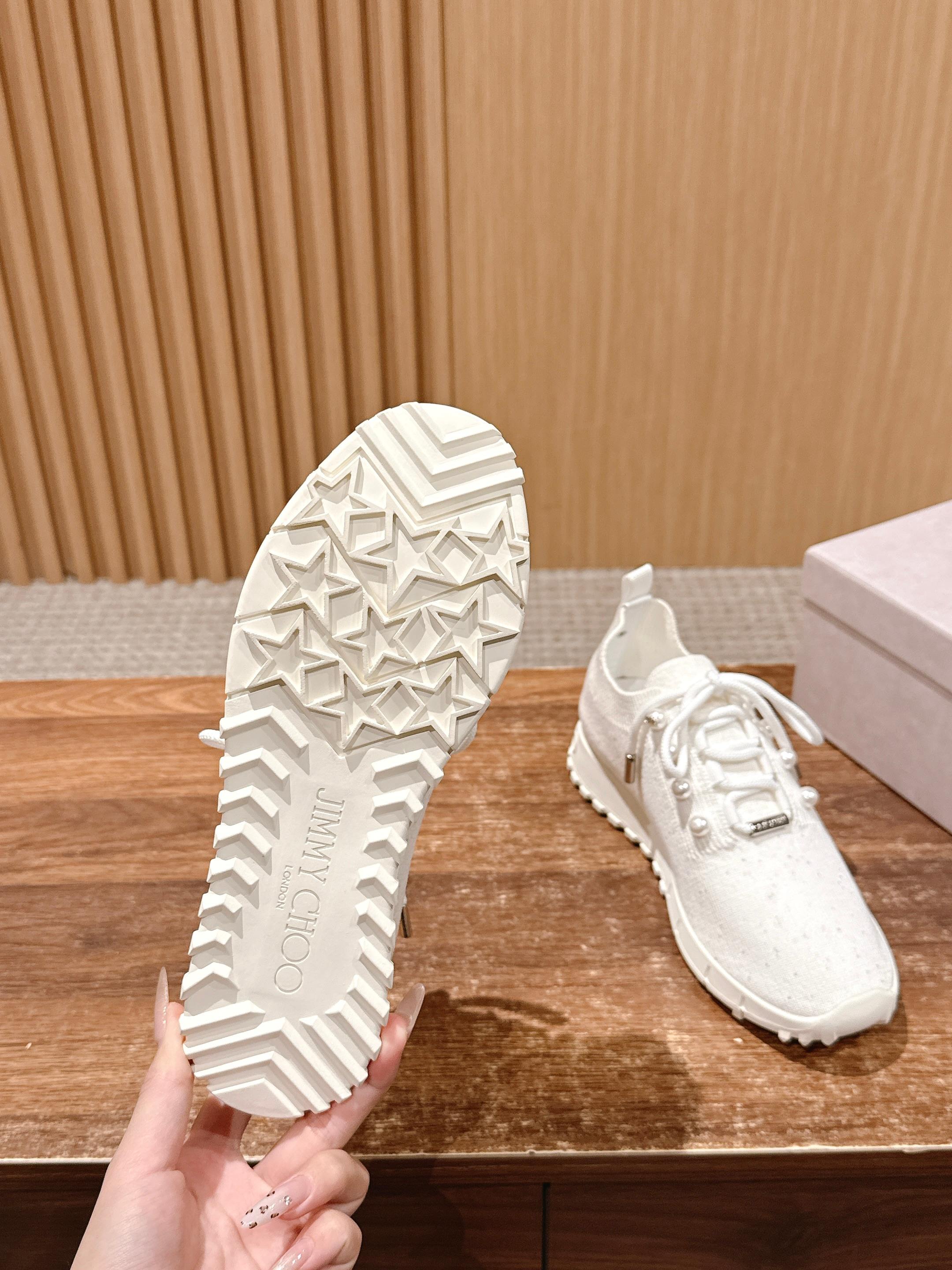 Jimmy Pave - Embellished Sneakers White Sequined Knit 400163