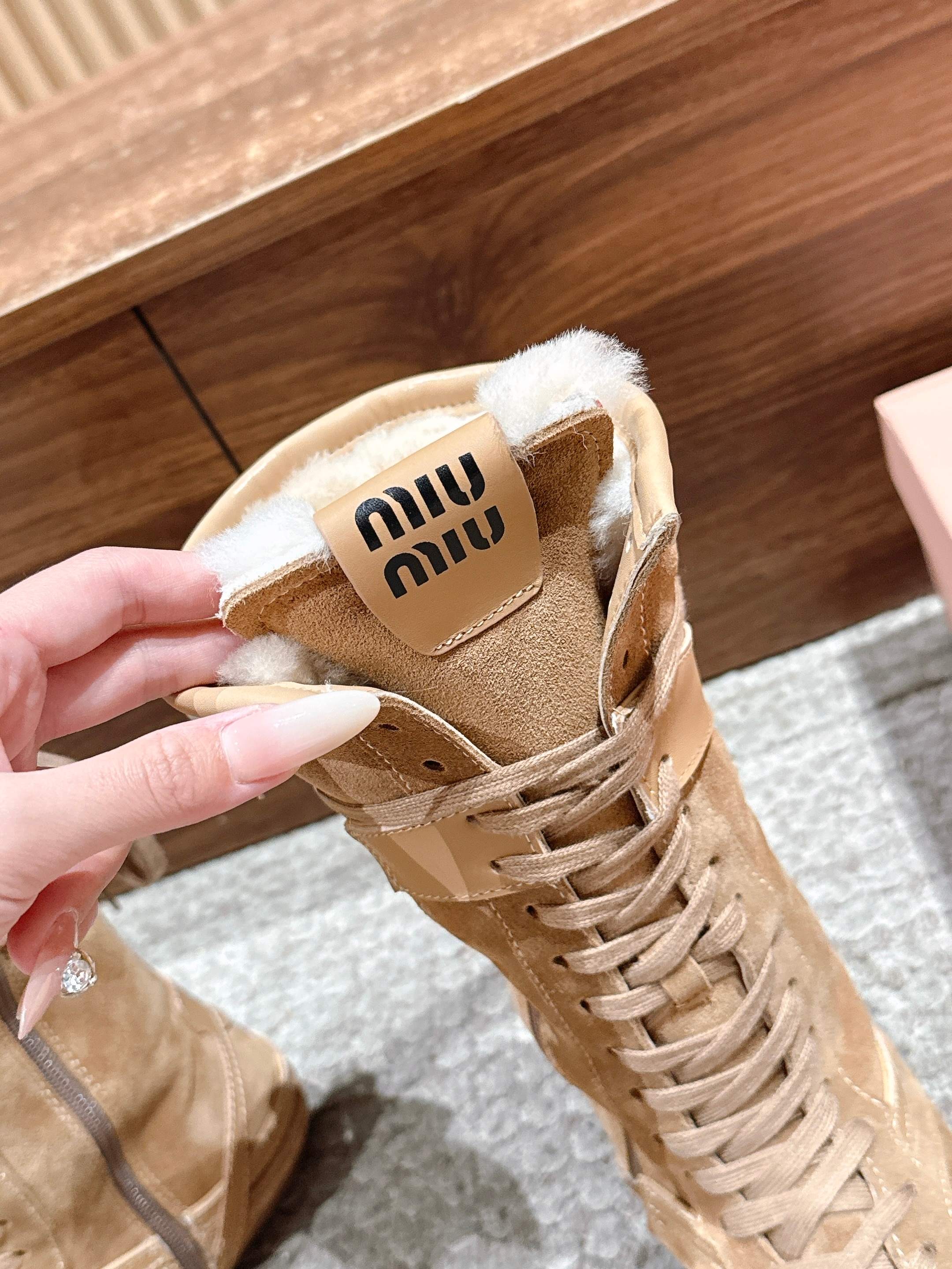 Miumiu 25 Boot Light Brown Suede Calfskin 553692